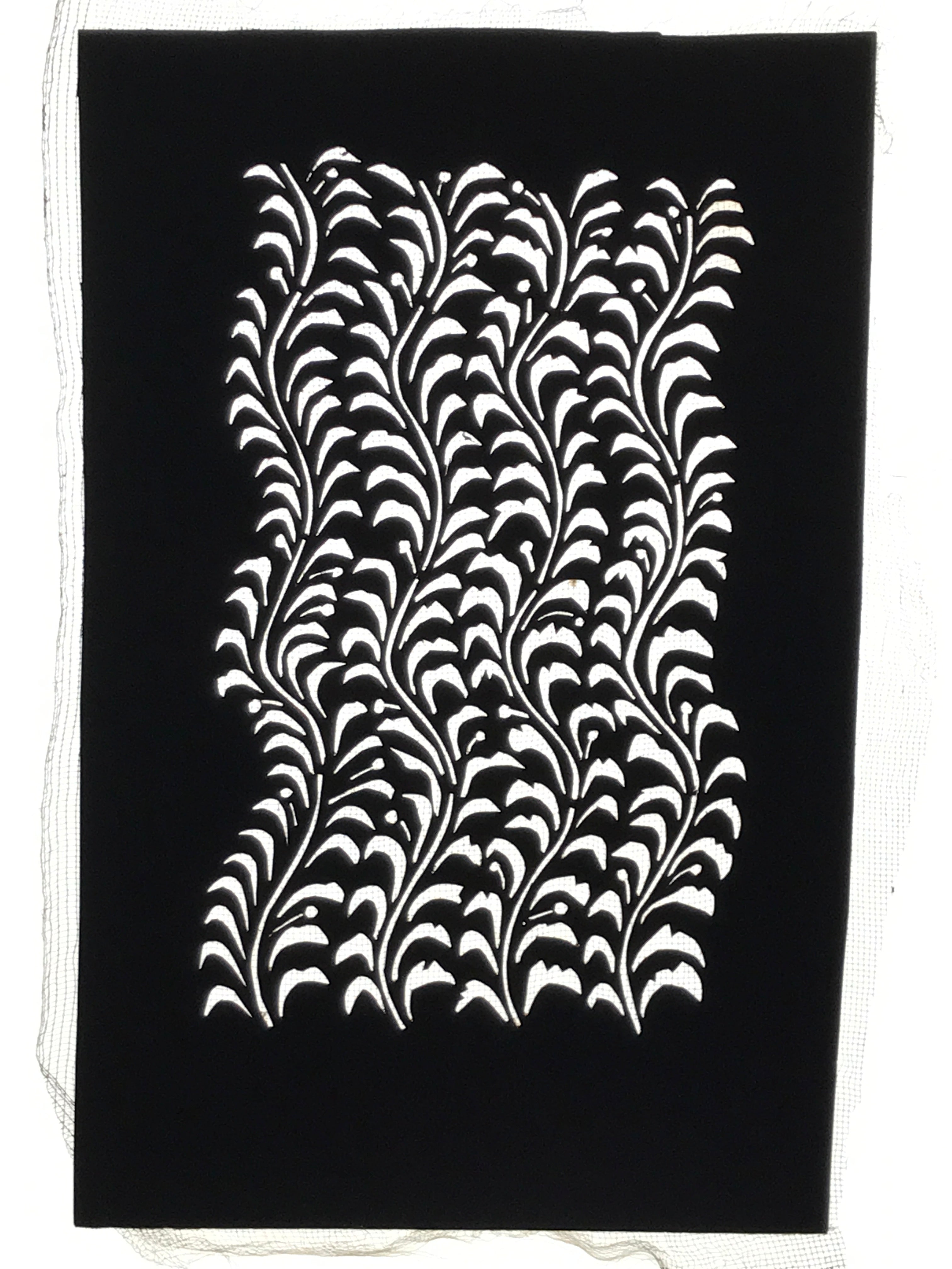 Antique Japanese Katagami Paper Kimono Stencil Katazome Seaweed Nori Vines A774