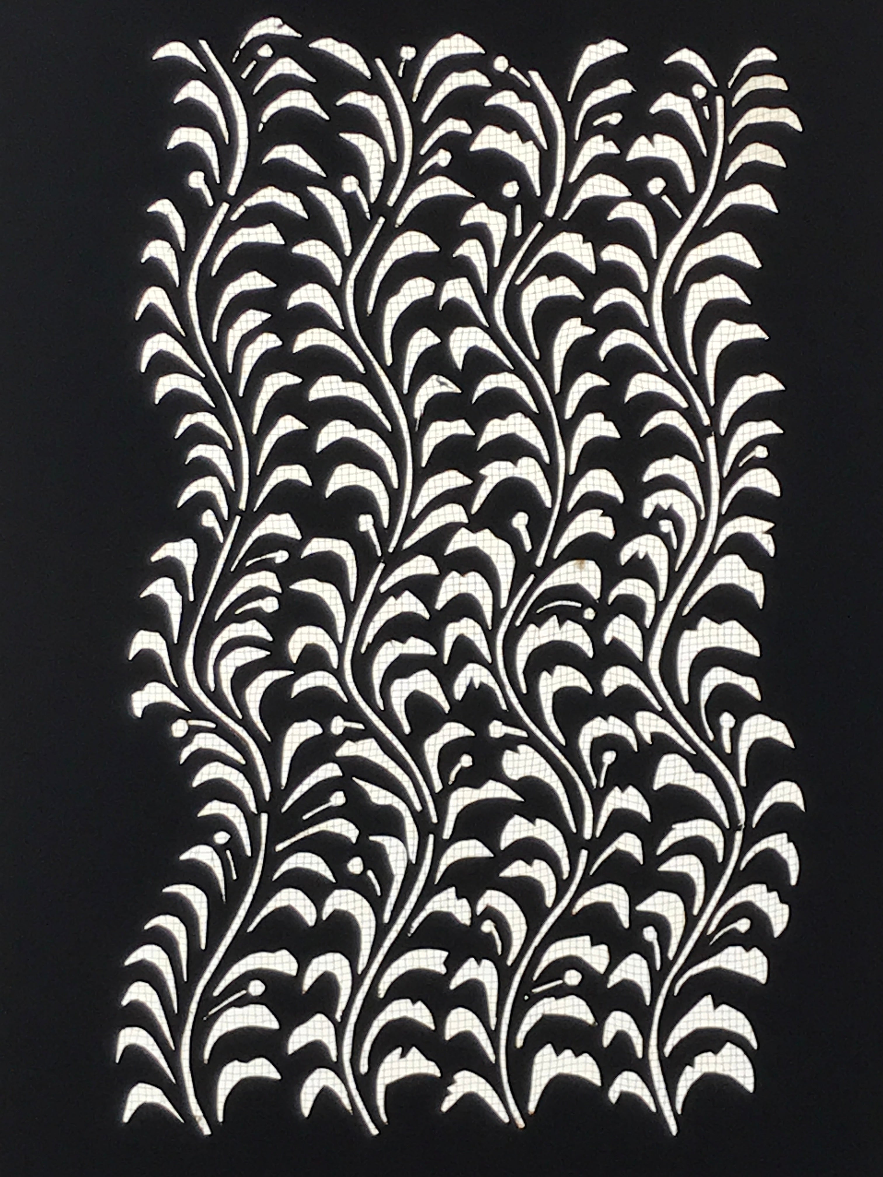 Antique Japanese Katagami Paper Kimono Stencil Katazome Seaweed Nori Vines A774