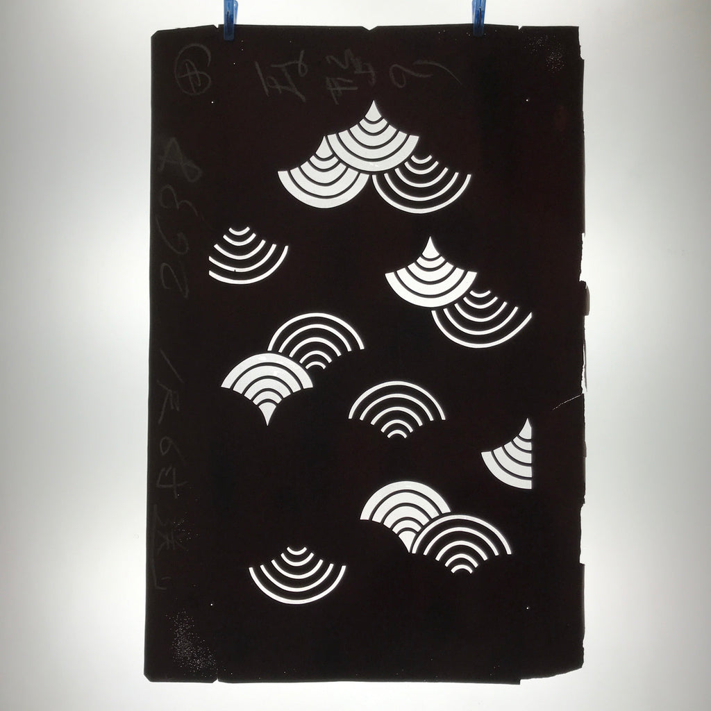Antique Japanese Katagami Paper Kimono Stencil Katazome Seigaiha Waves C905