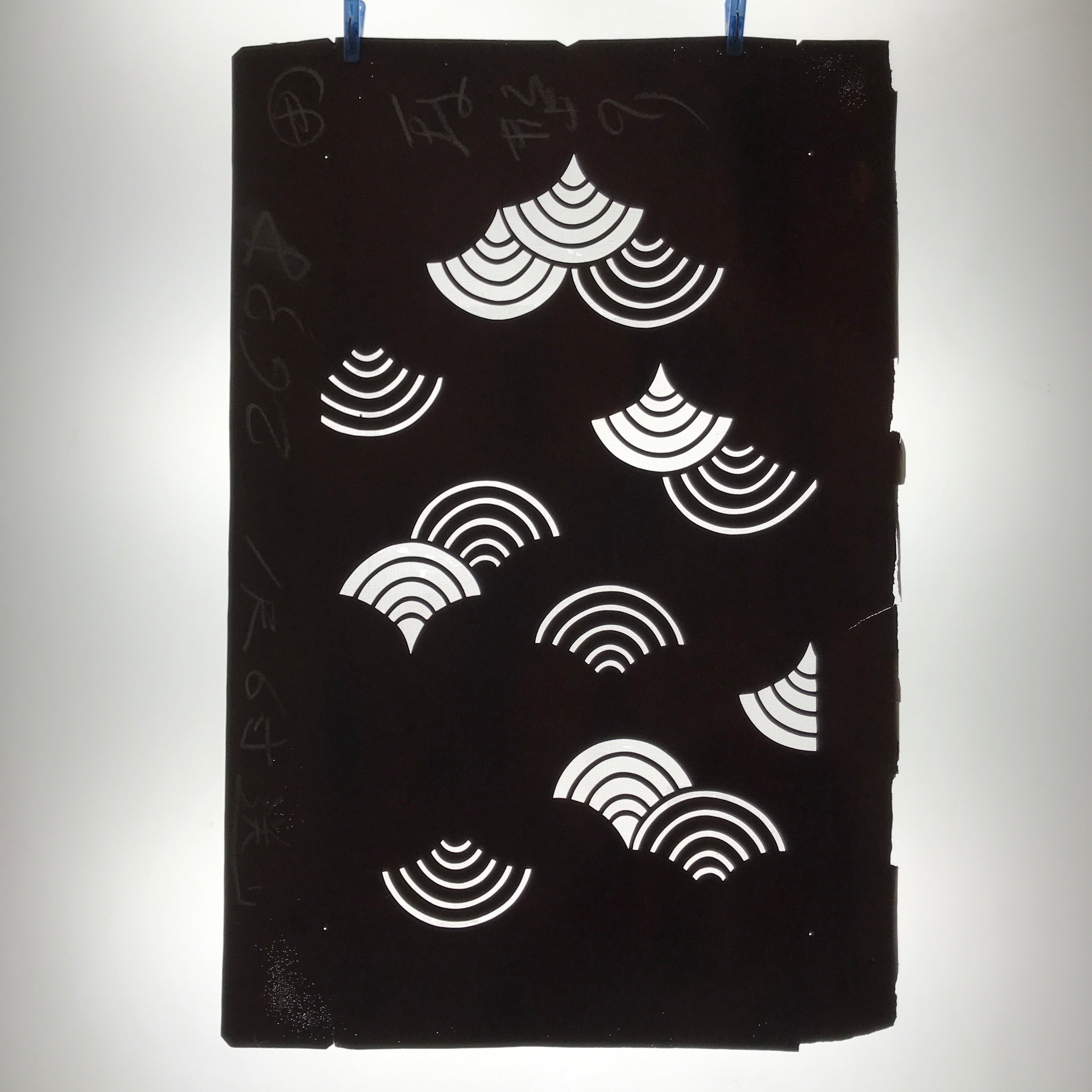Antique Japanese Katagami Paper Kimono Stencil Katazome Seigaiha Waves C905