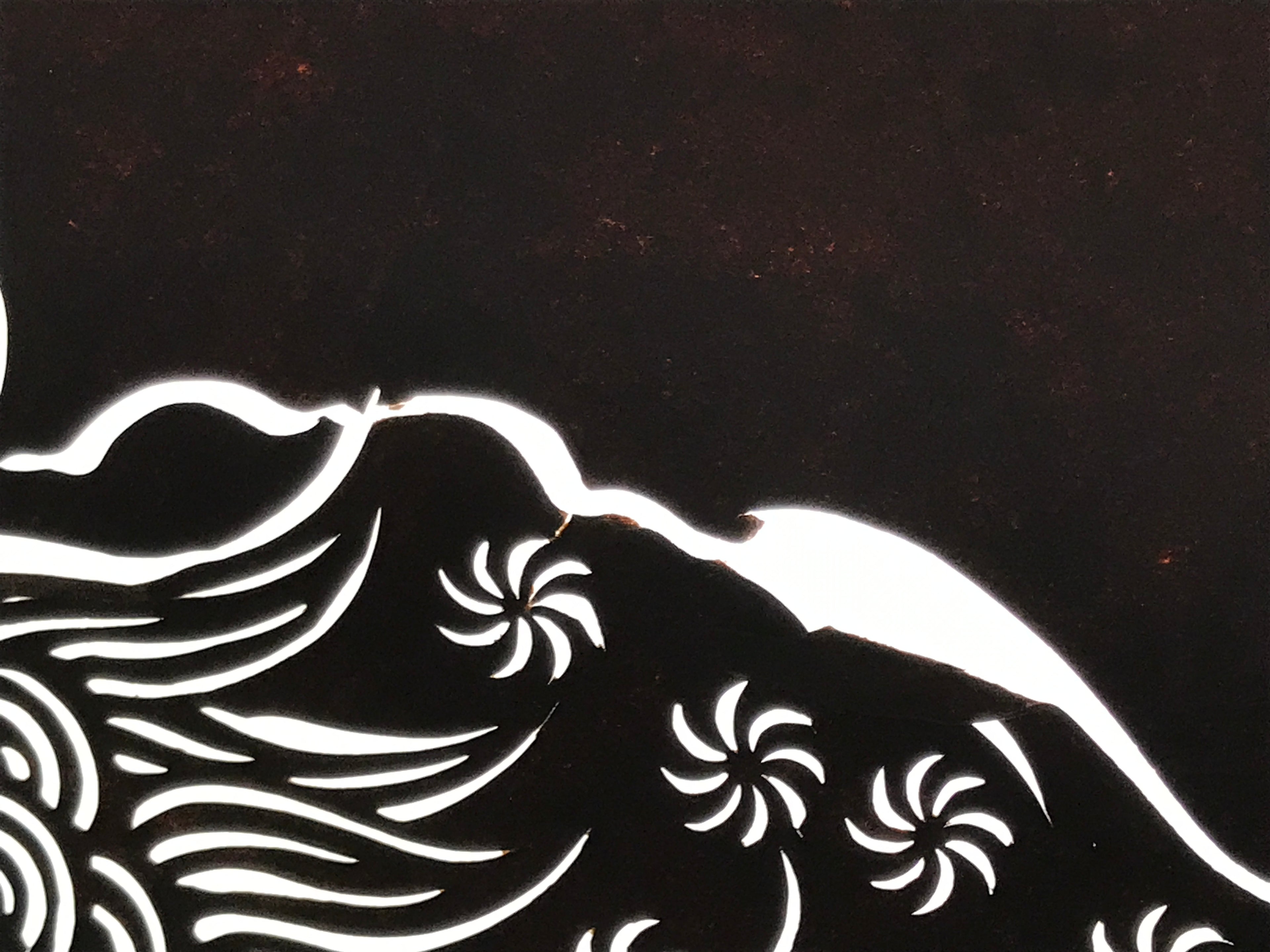 Antique Japanese Katagami Paper Kimono Stencil Katazome Shishi Lion Dog A889