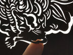 Antique Japanese Katagami Paper Kimono Stencil Katazome Shishi Lion Dog A889
