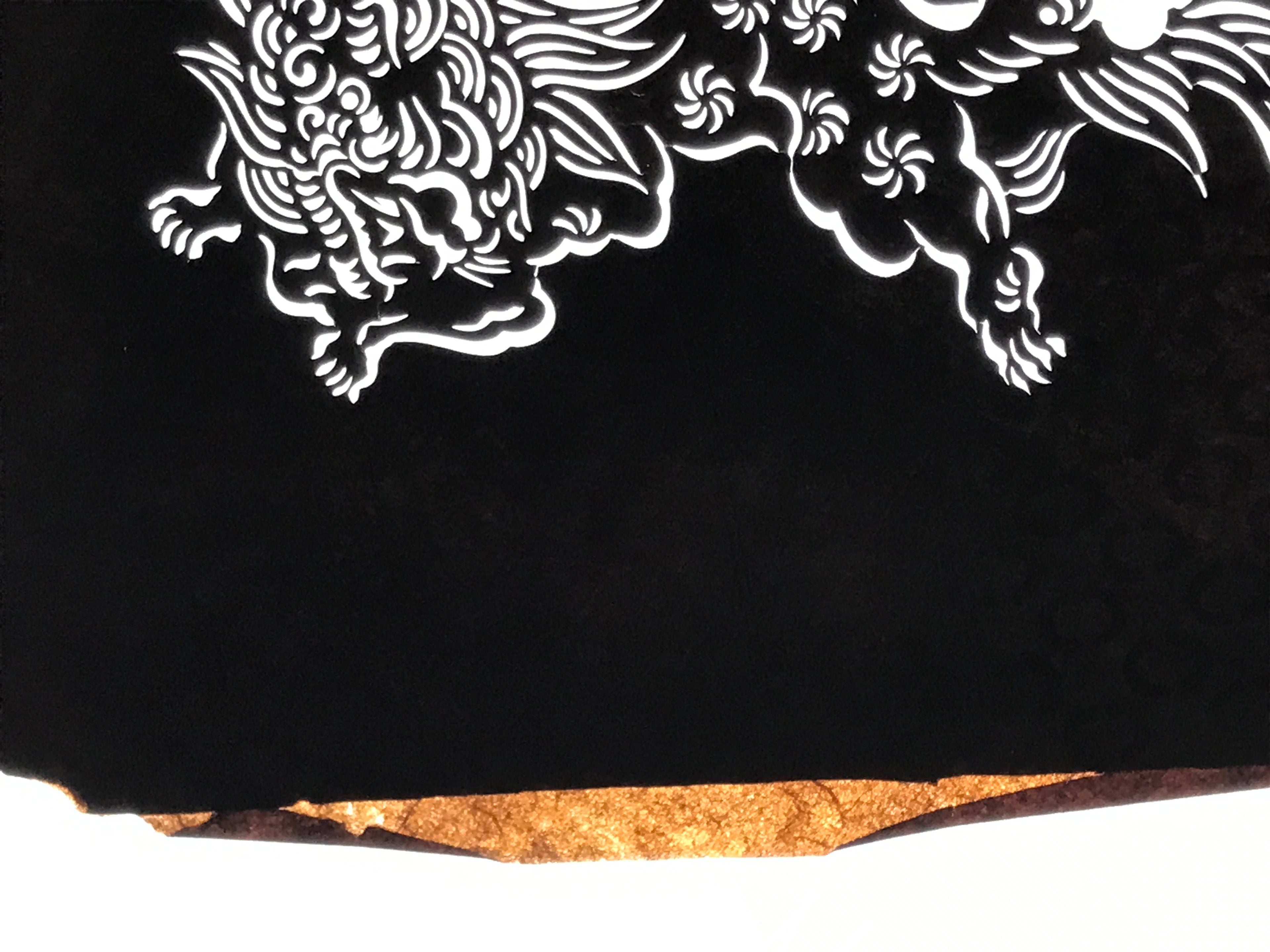 Antique Japanese Katagami Paper Kimono Stencil Katazome Shishi Lion Dog A889