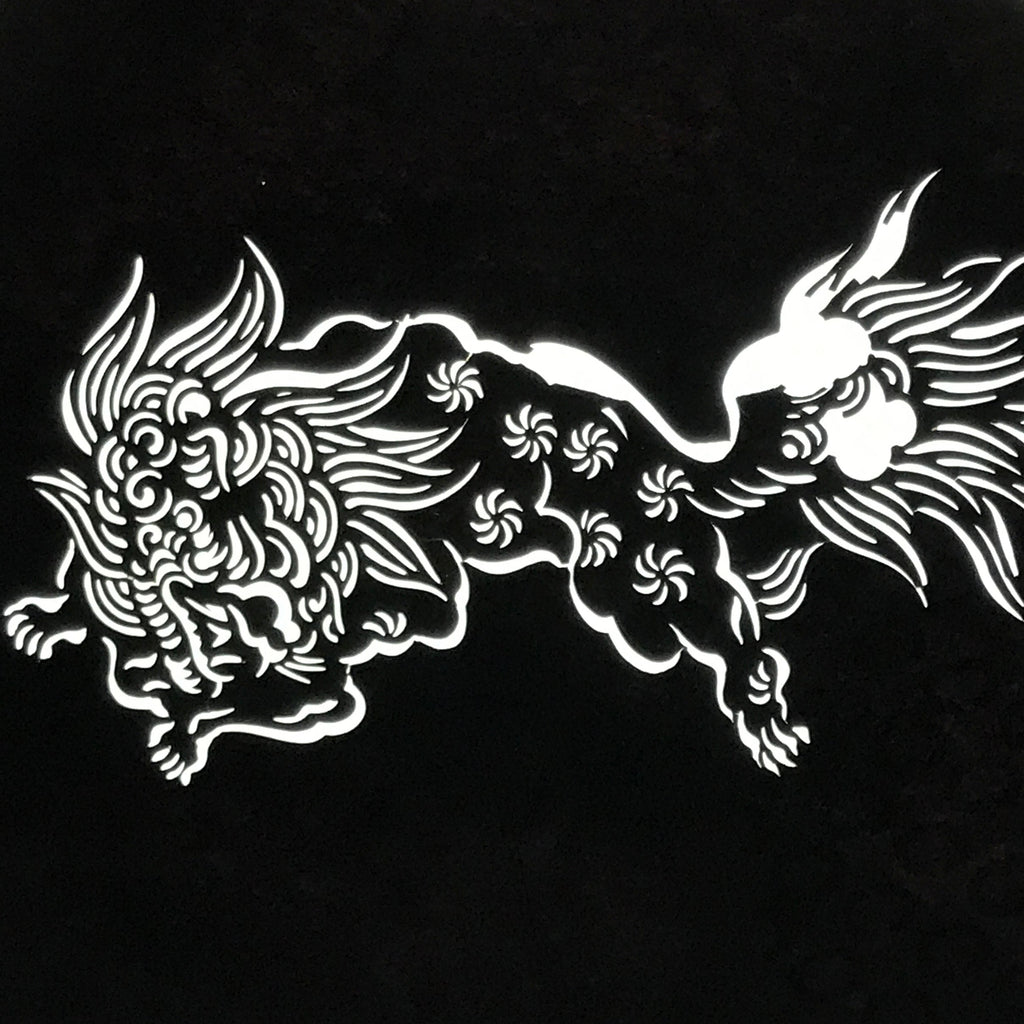 Antique Japanese Katagami Paper Kimono Stencil Katazome Shishi Lion Dog A889