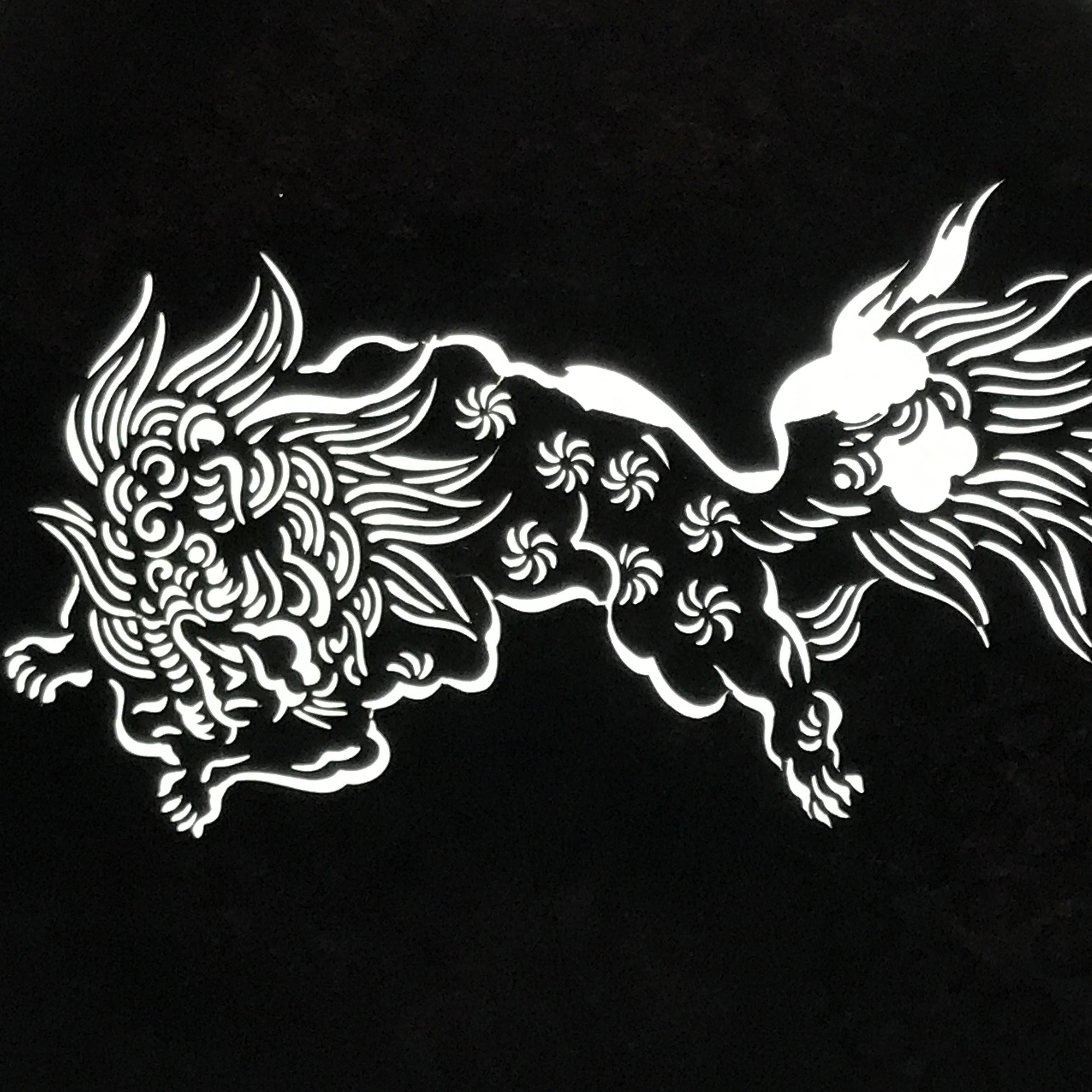 Antique Japanese Katagami Paper Kimono Stencil Katazome Shishi Lion Dog A889