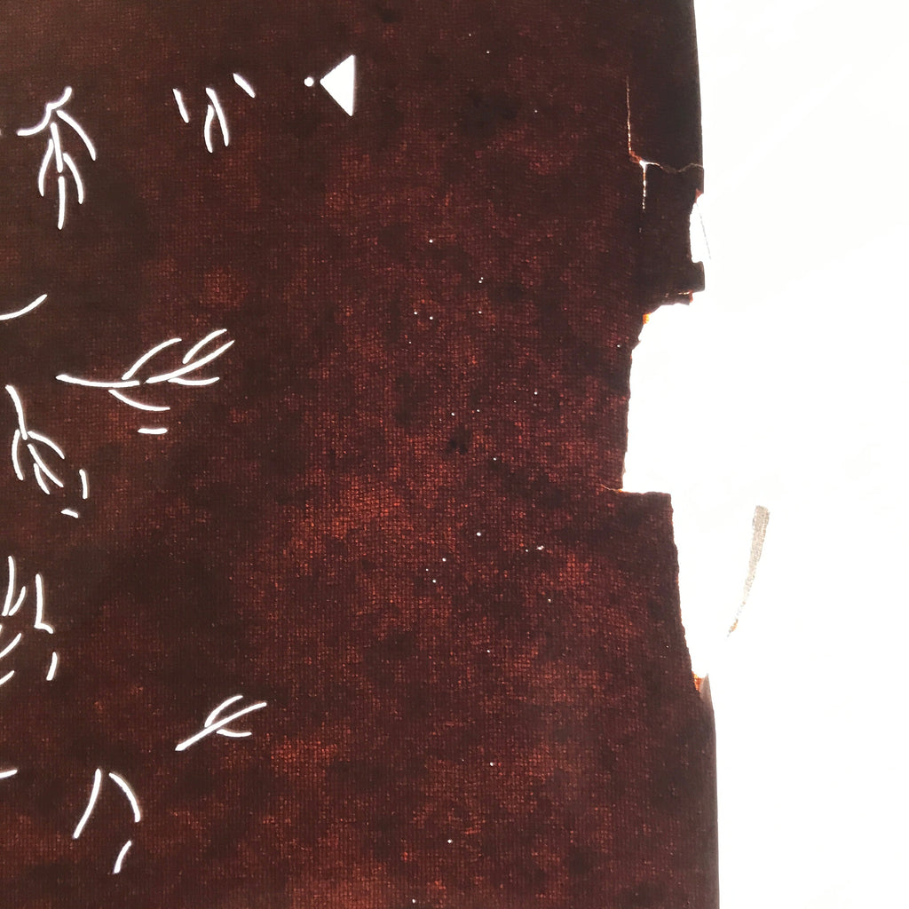 Antique Japanese Katagami Paper Kimono Stencil Katazome Shishi Lion Peony C939