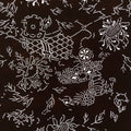 Antique Japanese Katagami Paper Kimono Stencil Katazome Shishi Lion Peony C939