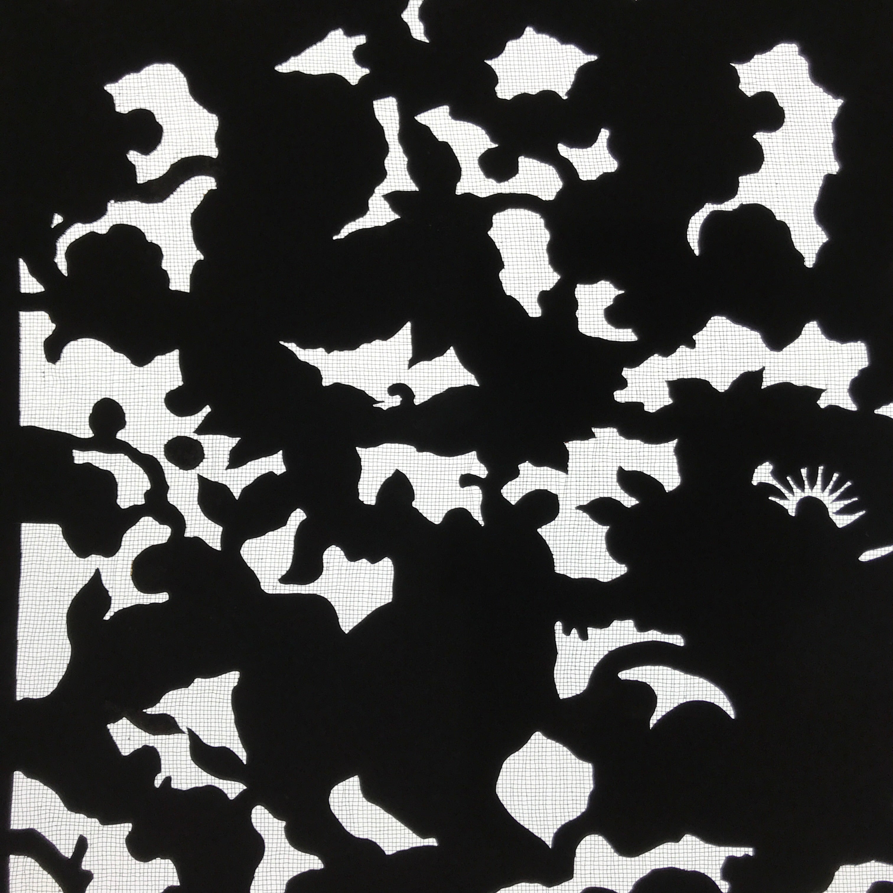 Antique Japanese Katagami Paper Kimono Stencil Katazome Silhouette Flowers C908