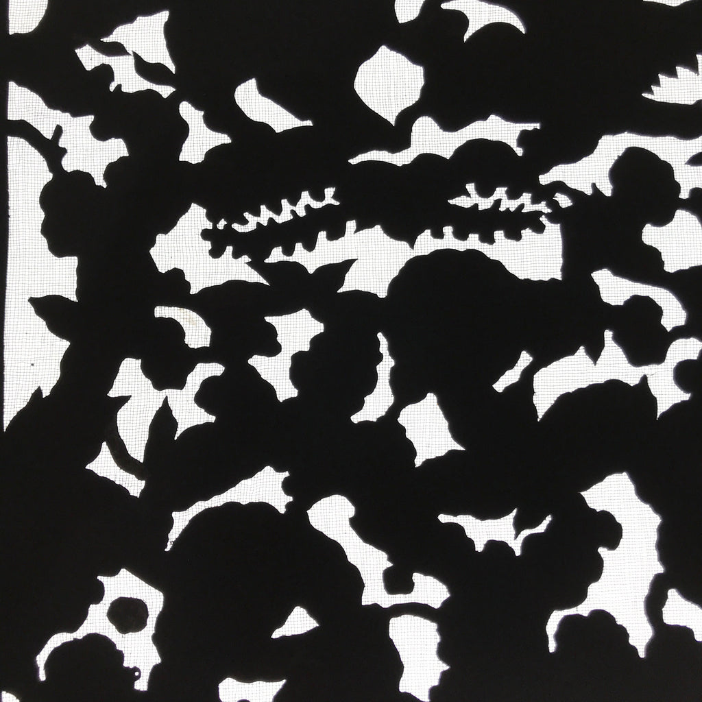 Antique Japanese Katagami Paper Kimono Stencil Katazome Silhouette Flowers C908