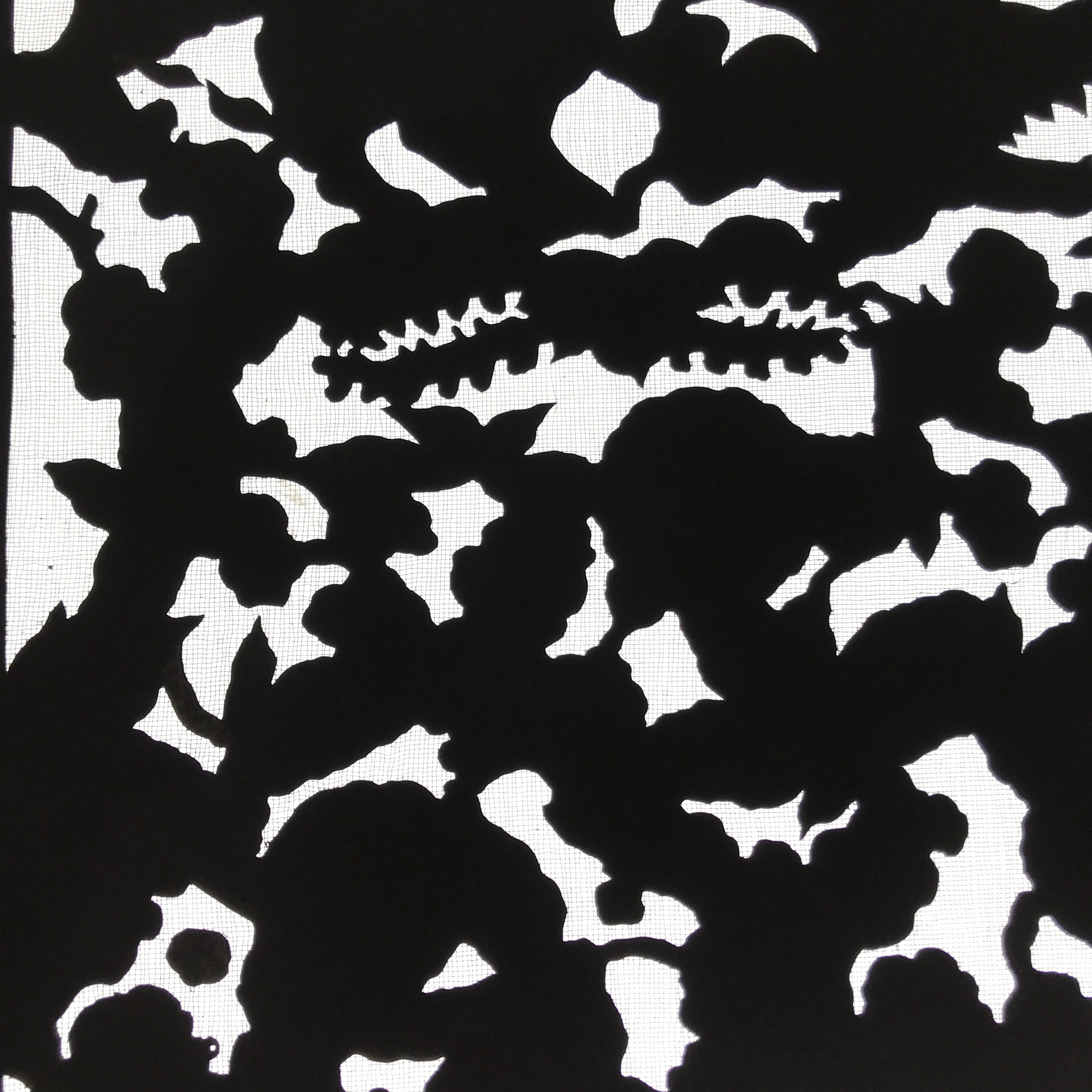Antique Japanese Katagami Paper Kimono Stencil Katazome Silhouette Flowers C908