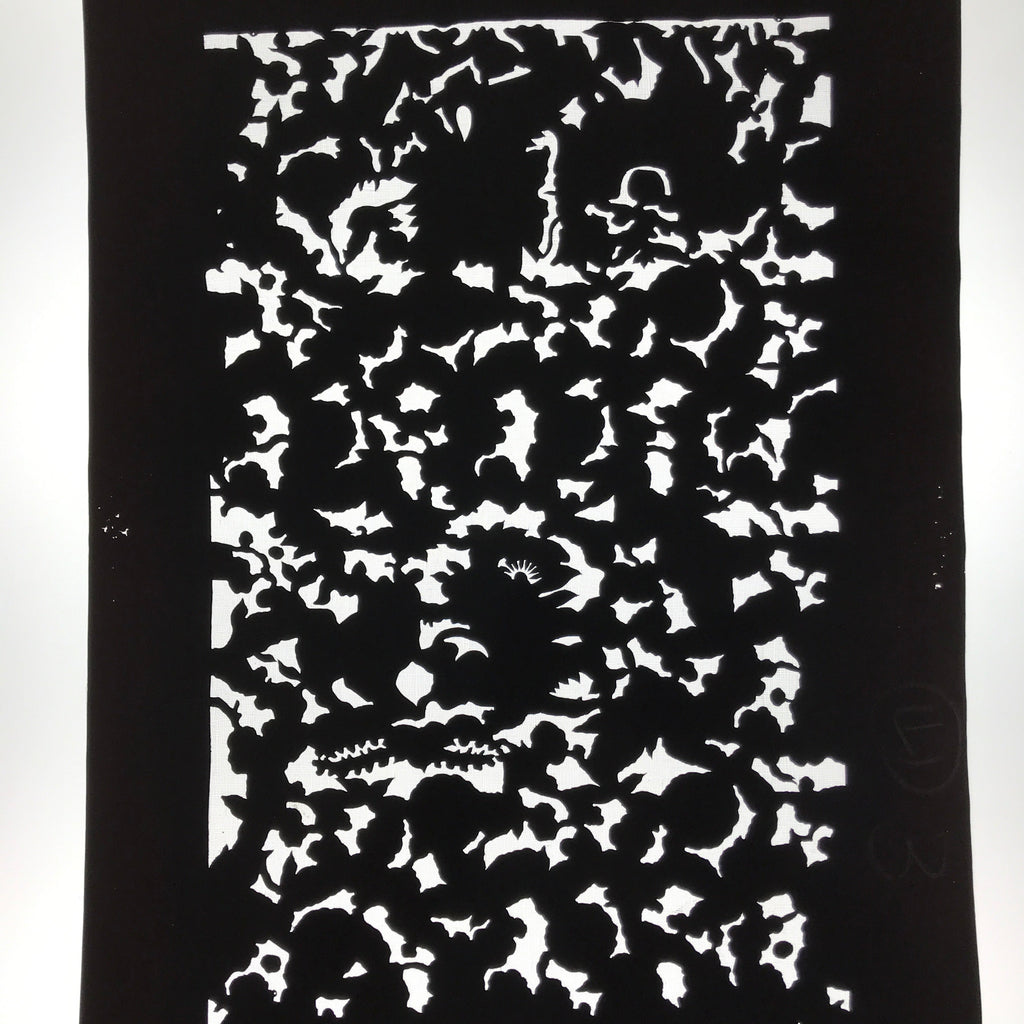Antique Japanese Katagami Paper Kimono Stencil Katazome Silhouette Flowers C908