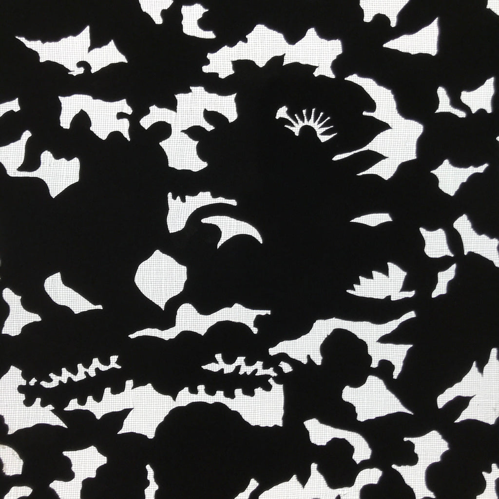 Antique Japanese Katagami Paper Kimono Stencil Katazome Silhouette Flowers C908