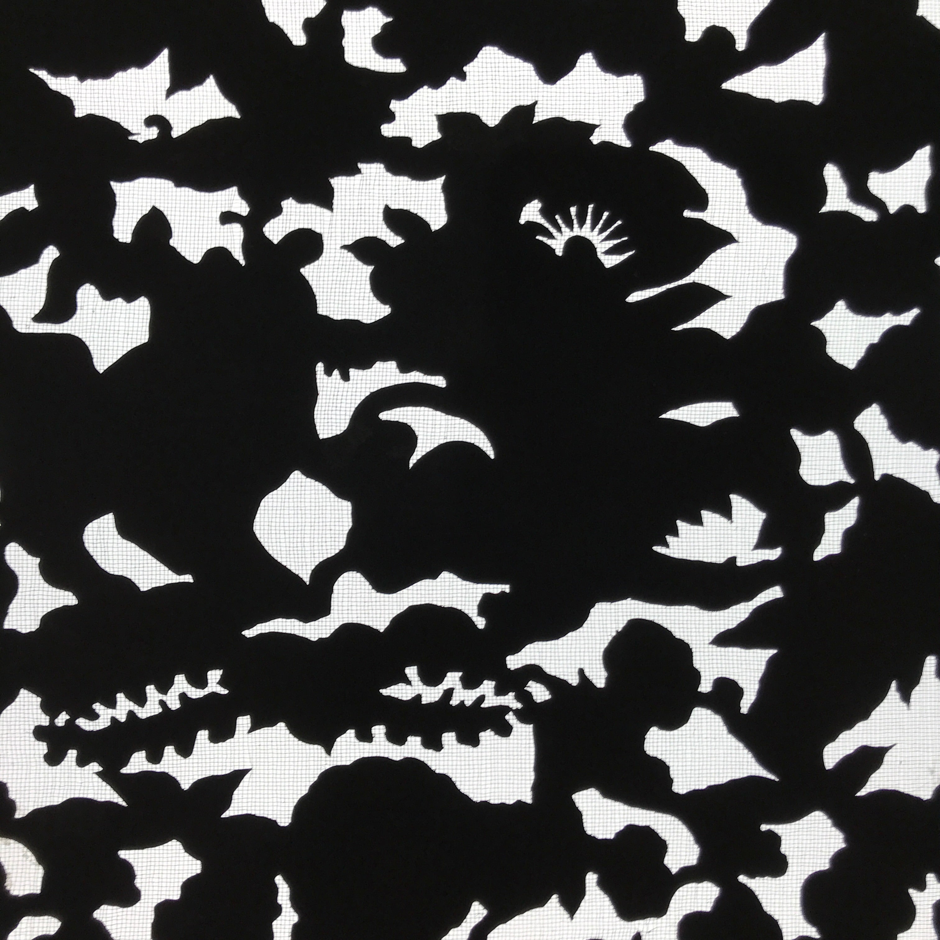 Antique Japanese Katagami Paper Kimono Stencil Katazome Silhouette Flowers C908