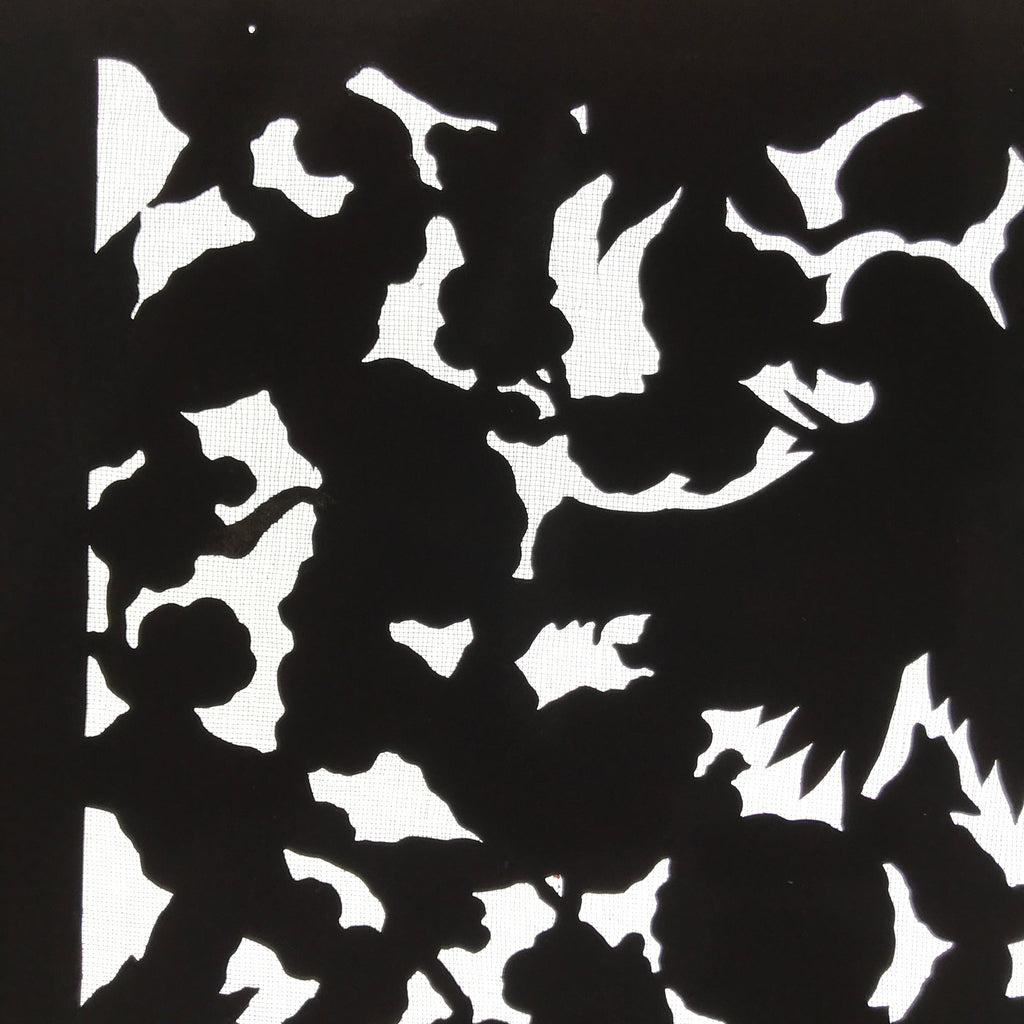 Antique Japanese Katagami Paper Kimono Stencil Katazome Silhouette Flowers C909