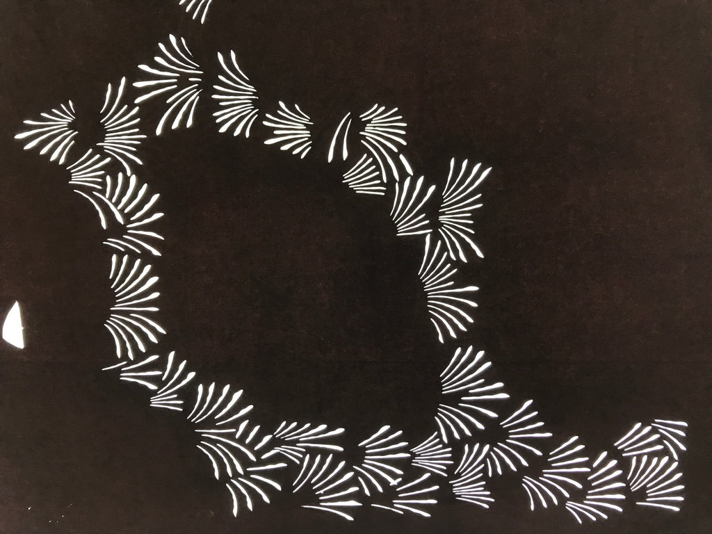 Antique Japanese Katagami Paper Kimono Stencil Katazome Simple Grass Design C894