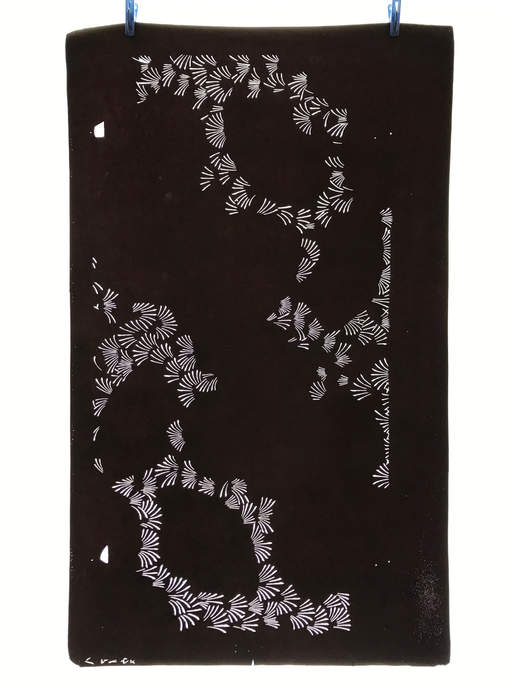 Antique Japanese Katagami Paper Kimono Stencil Katazome Simple Grass Design C894
