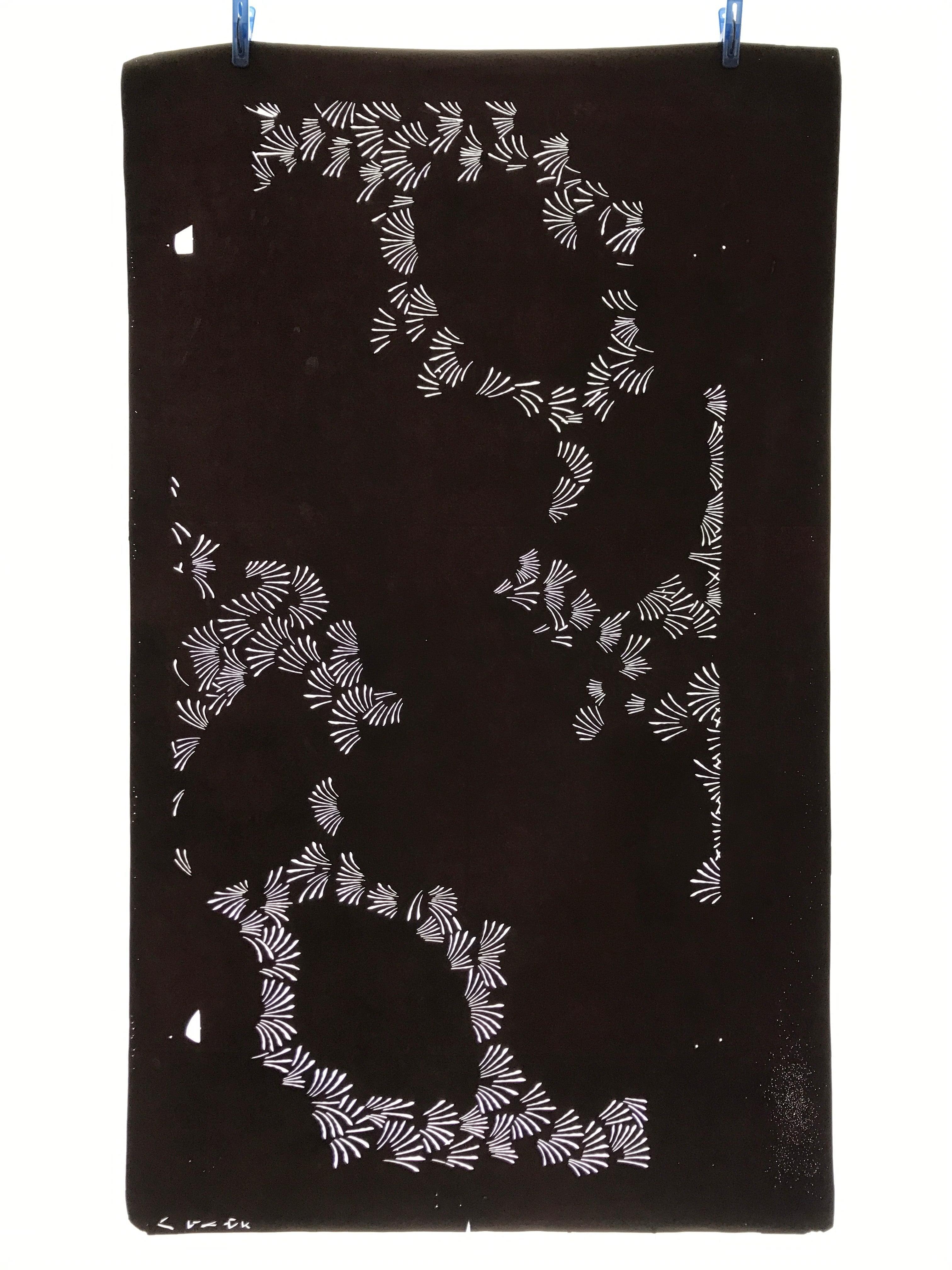 Antique Japanese Katagami Paper Kimono Stencil Katazome Simple Grass Design C894
