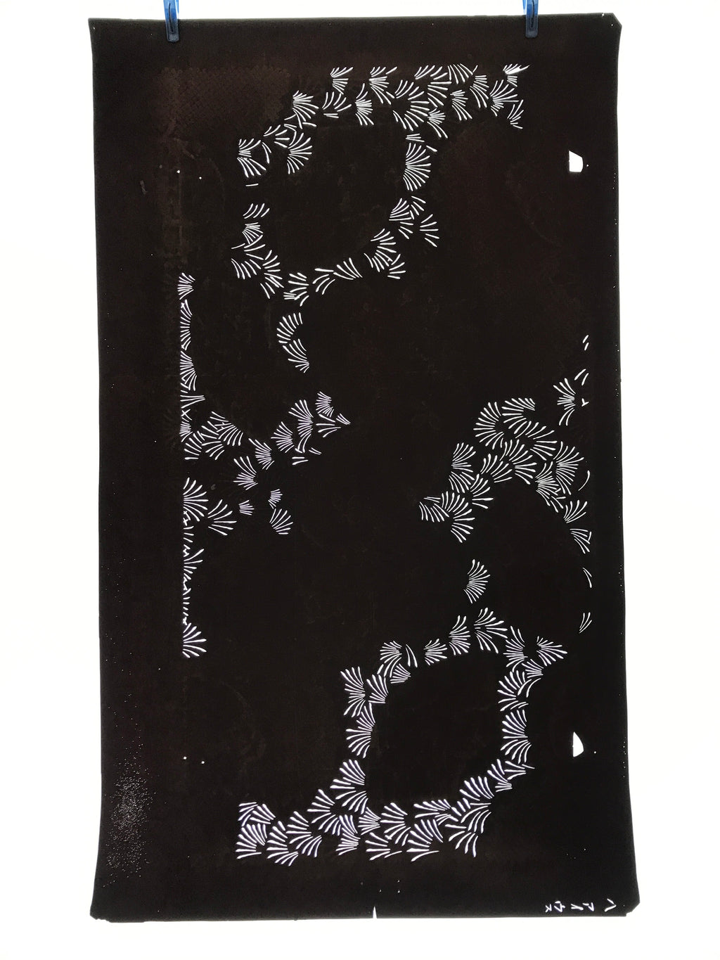Antique Japanese Katagami Paper Kimono Stencil Katazome Simple Grass Design C894