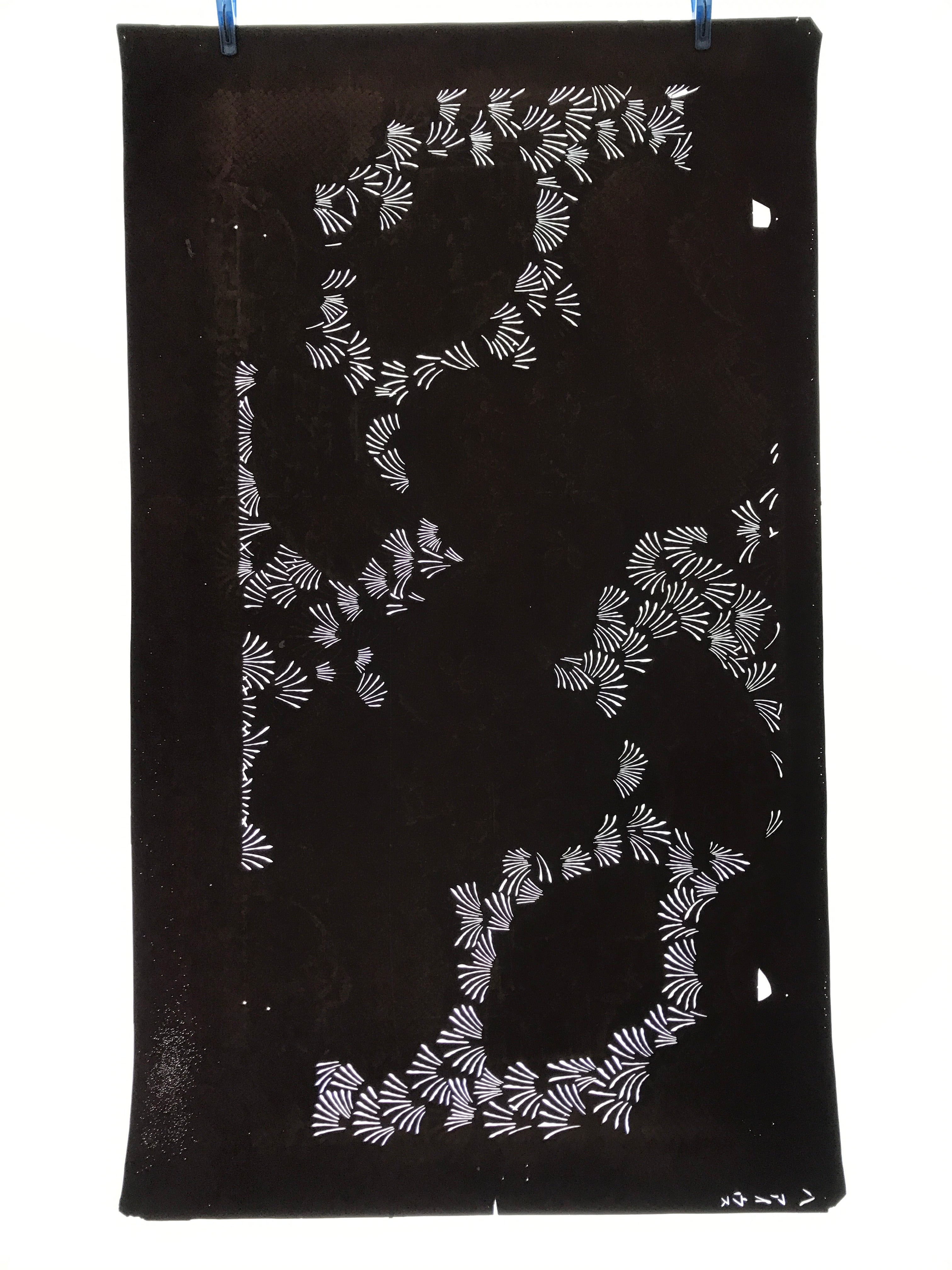 Antique Japanese Katagami Paper Kimono Stencil Katazome Simple Grass Design C894