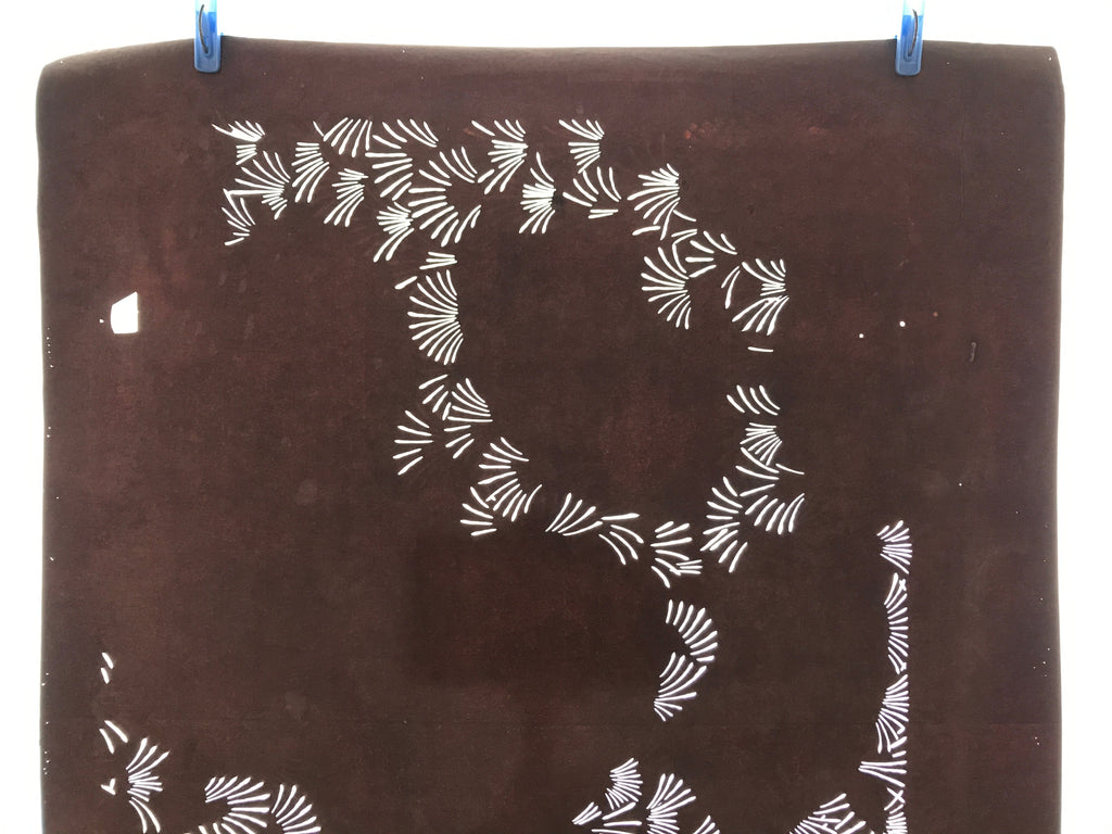 Antique Japanese Katagami Paper Kimono Stencil Katazome Simple Grass Design C894