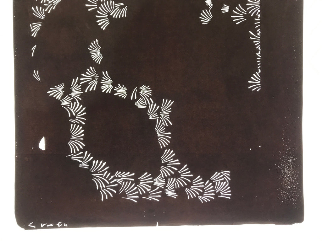 Antique Japanese Katagami Paper Kimono Stencil Katazome Simple Grass Design C894