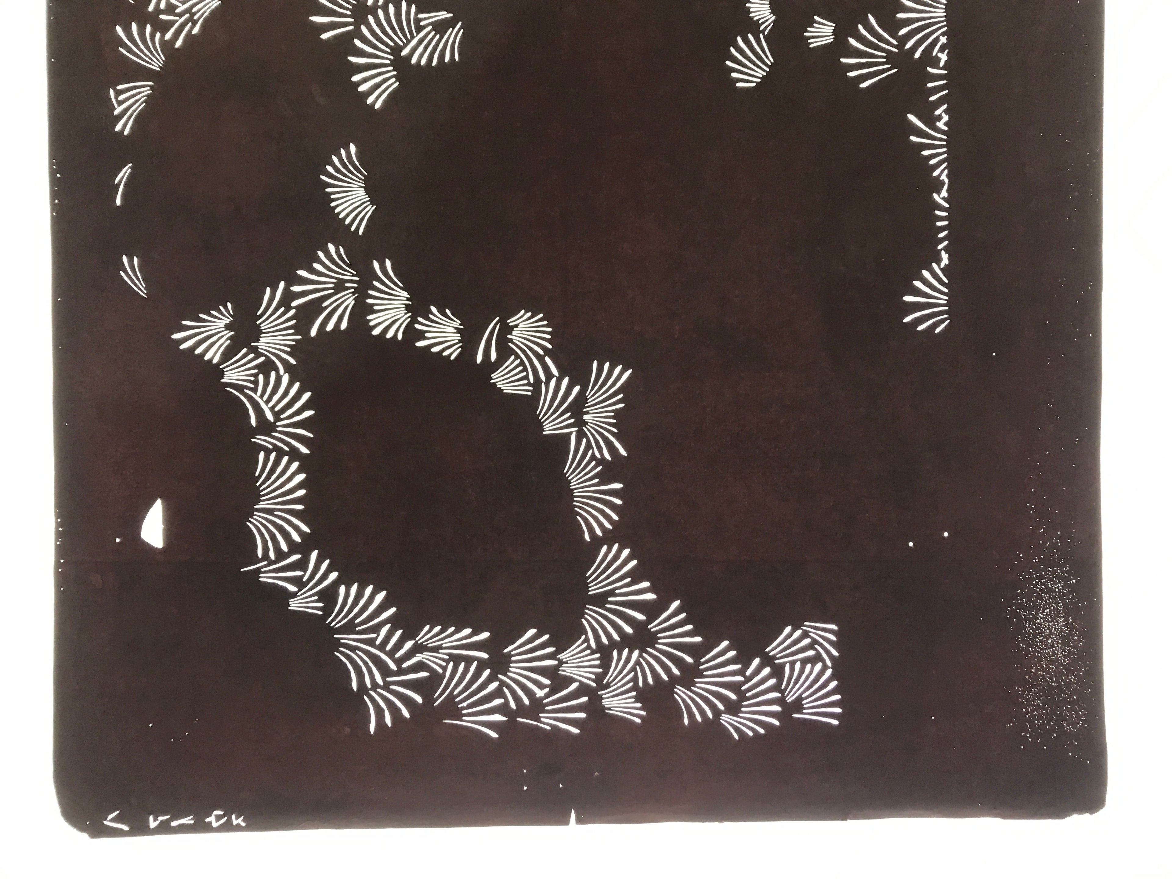 Antique Japanese Katagami Paper Kimono Stencil Katazome Simple Grass Design C894
