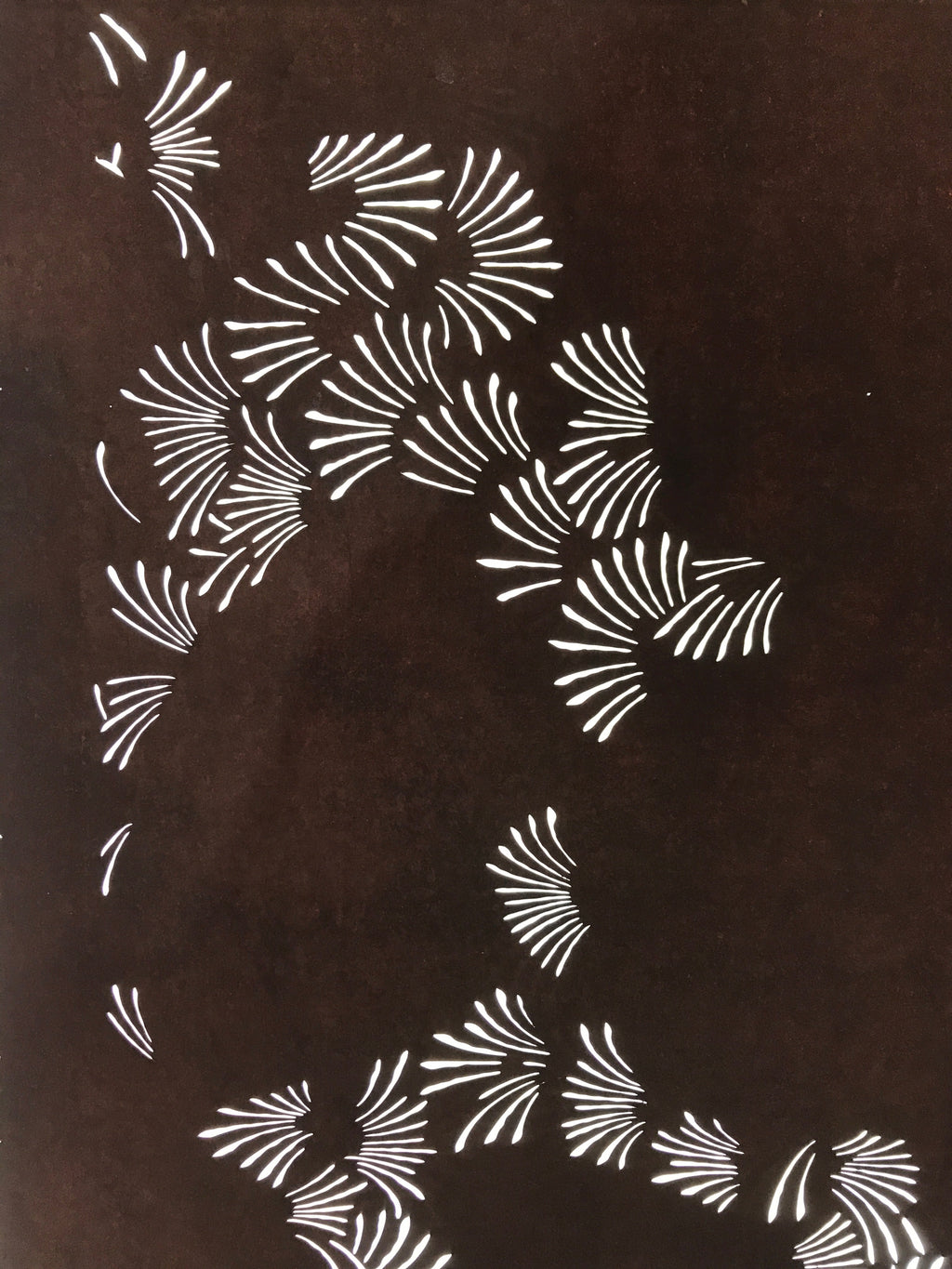 Antique Japanese Katagami Paper Kimono Stencil Katazome Simple Grass Design C894