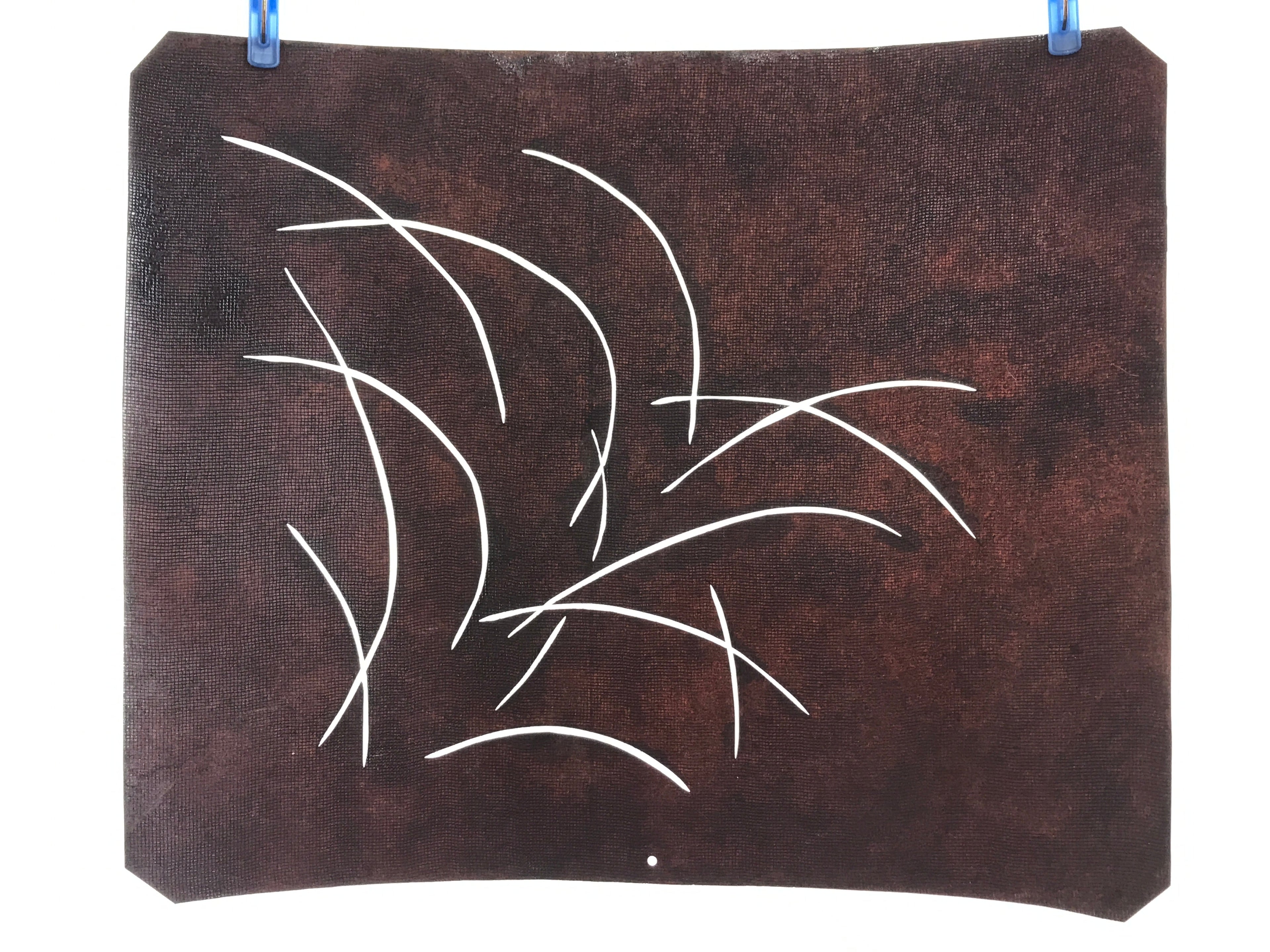 Antique Japanese Katagami Paper Kimono Stencil Katazome Simple Grass Plants A665