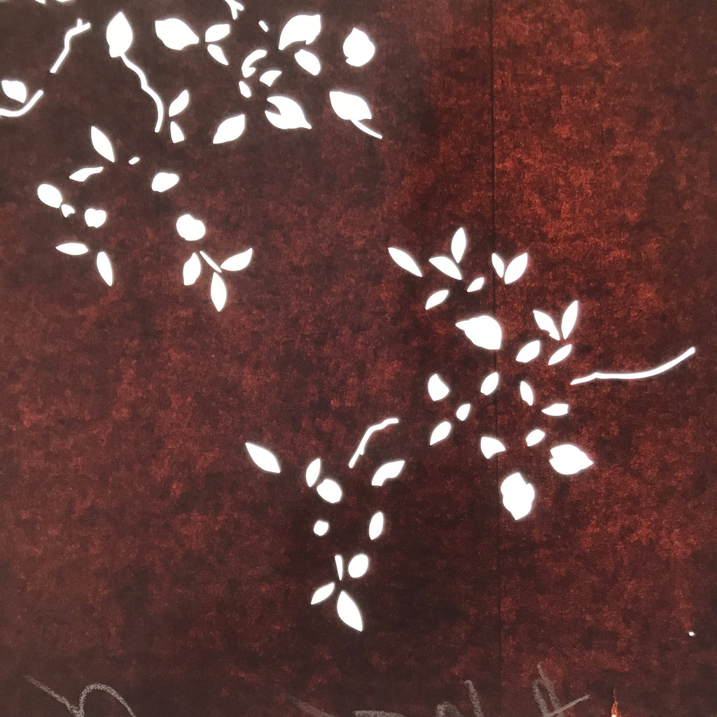 Antique Japanese Katagami Paper Kimono Stencil Katazome Simple Plant Design C944