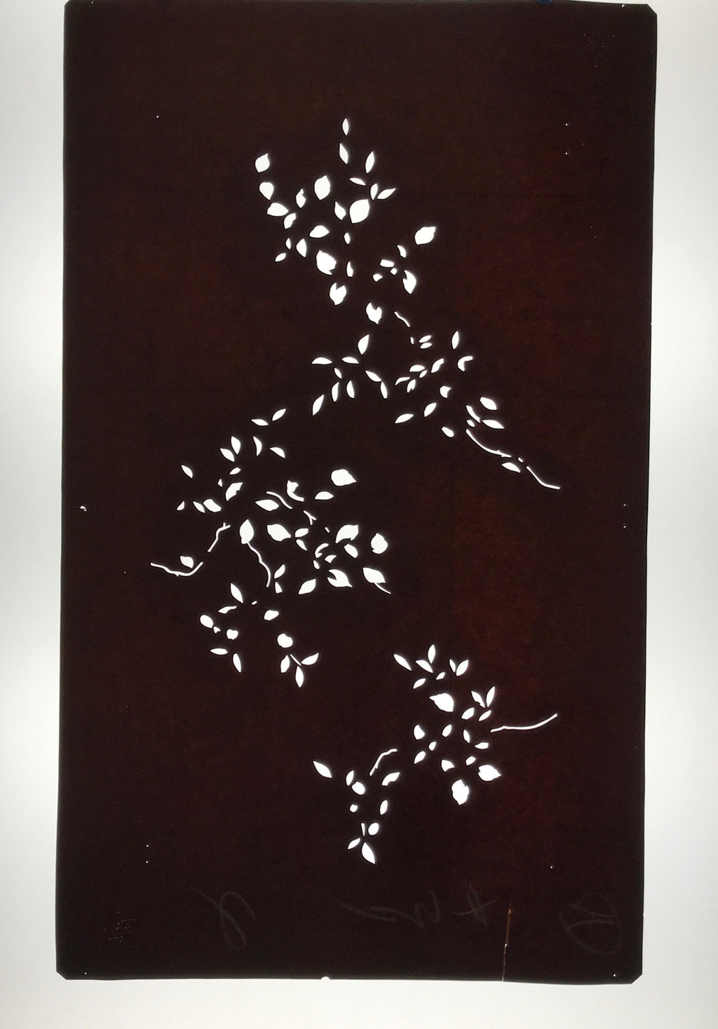 Antique Japanese Katagami Paper Kimono Stencil Katazome Simple Plant Design C944
