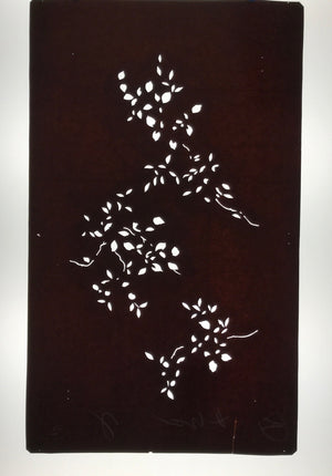 Antique Japanese Katagami Paper Kimono Stencil Katazome Simple Plant Design C944