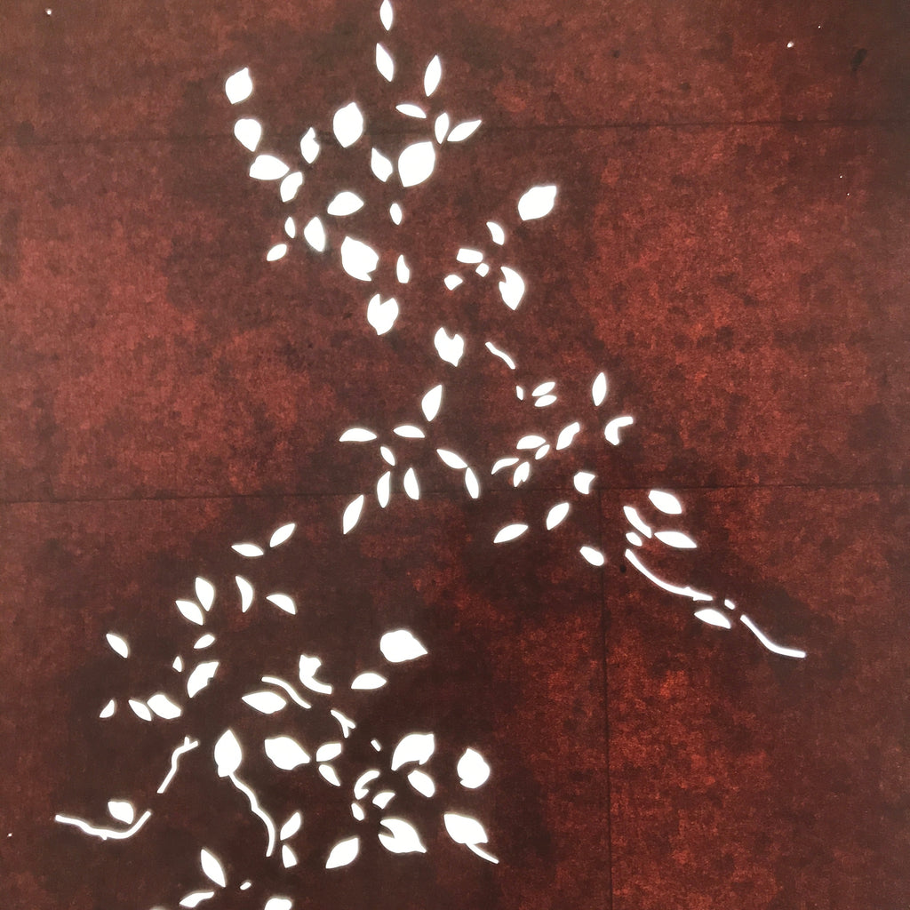 Antique Japanese Katagami Paper Kimono Stencil Katazome Simple Plant Design C944