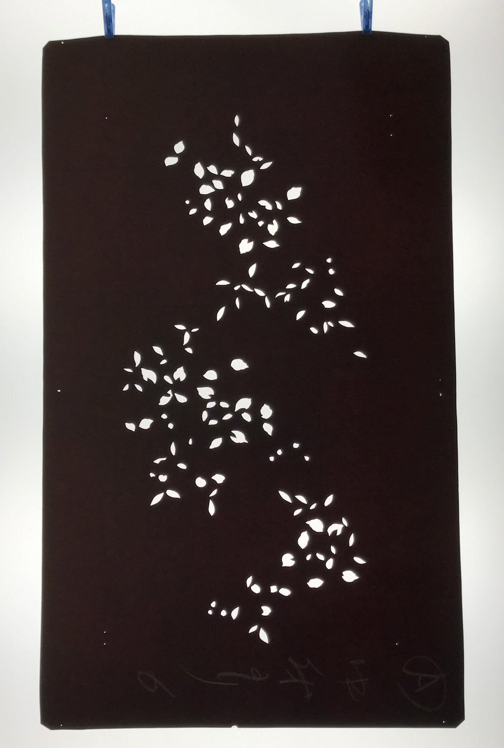 Antique Japanese Katagami Paper Kimono Stencil Katazome Simple Plant Design C946