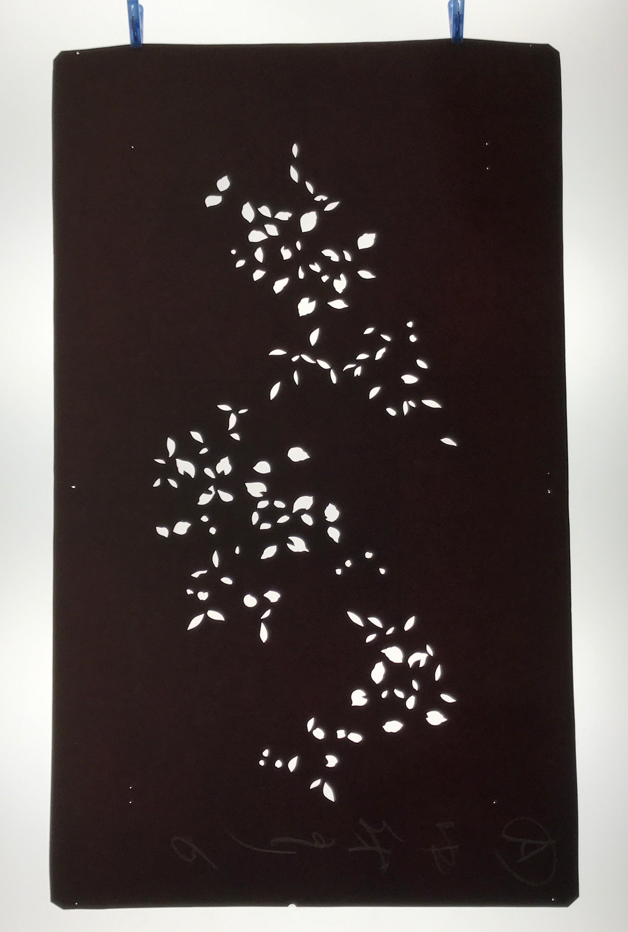 Antique Japanese Katagami Paper Kimono Stencil Katazome Simple Plant Design C946