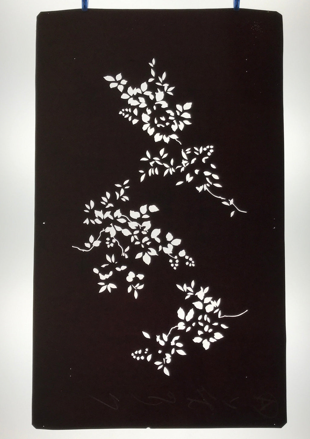 Antique Japanese Katagami Paper Kimono Stencil Katazome Simple Plant Design C947