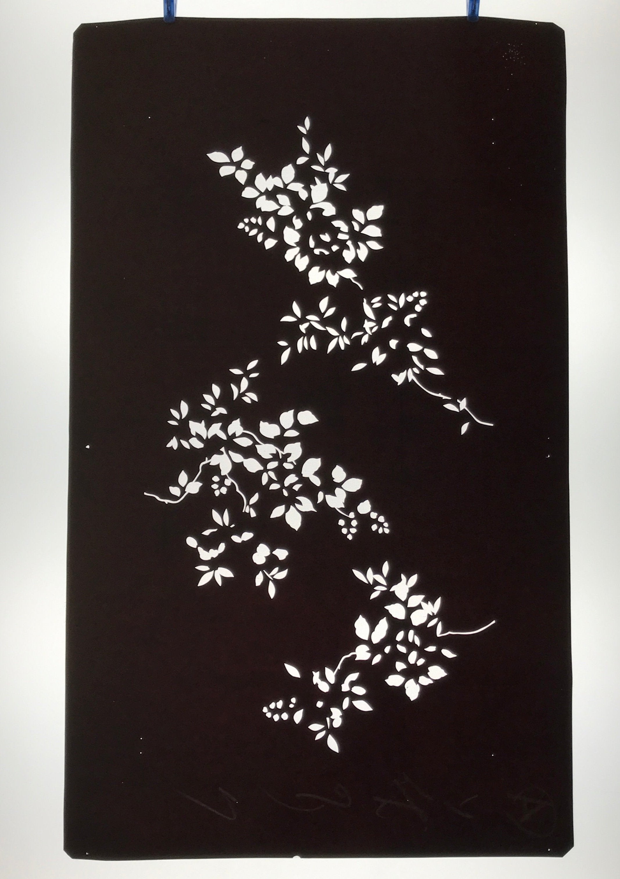Antique Japanese Katagami Paper Kimono Stencil Katazome Simple Plant Design C947