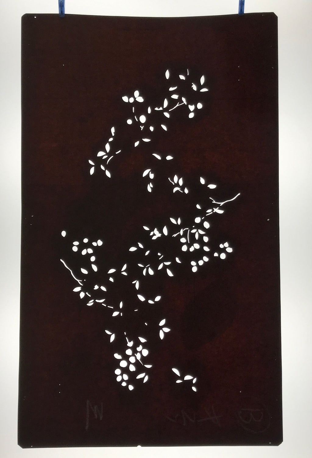 Antique Japanese Katagami Paper Kimono Stencil Katazome Simple Plant Design C948