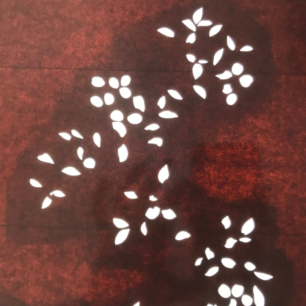 Antique Japanese Katagami Paper Kimono Stencil Katazome Simple Plant Design C949