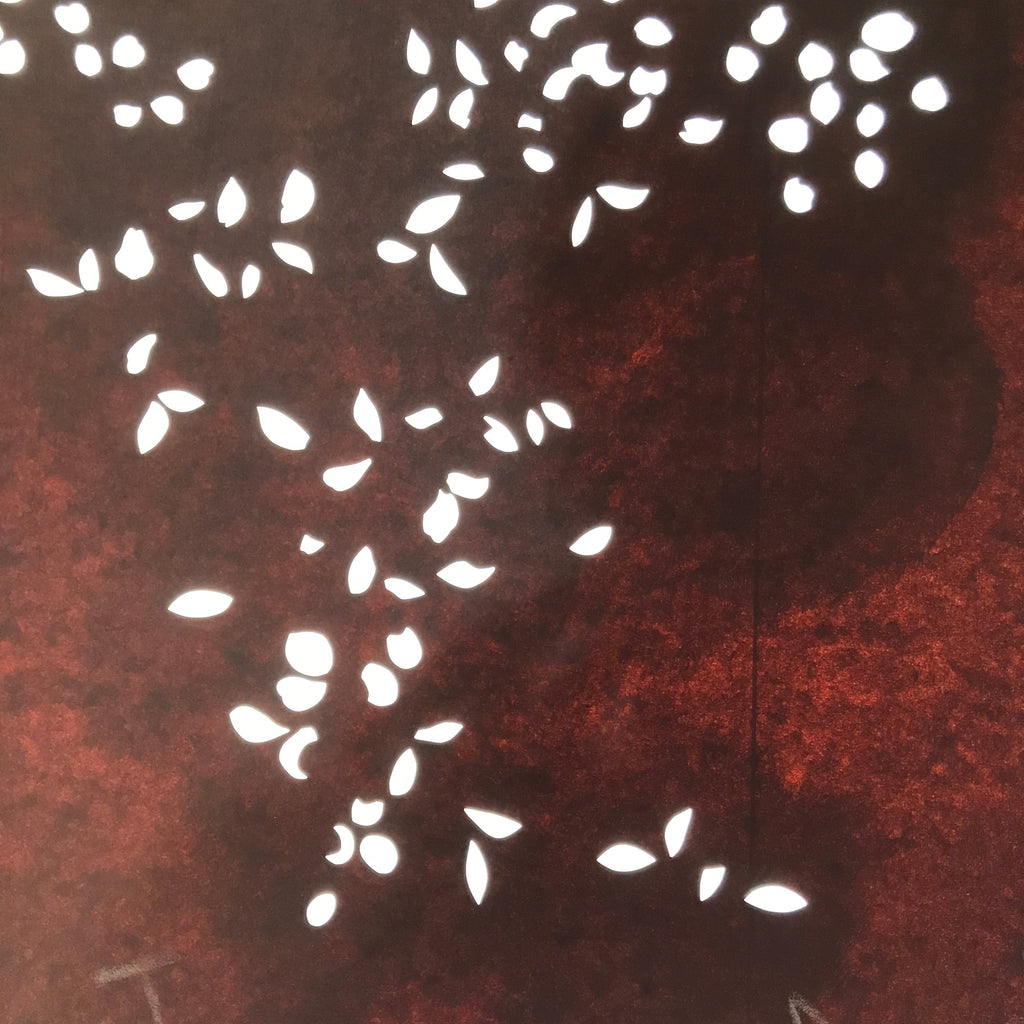 Antique Japanese Katagami Paper Kimono Stencil Katazome Simple Plant Design C949