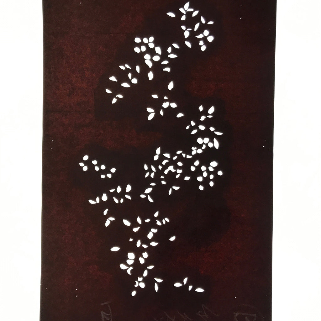 Antique Japanese Katagami Paper Kimono Stencil Katazome Simple Plant Design C949