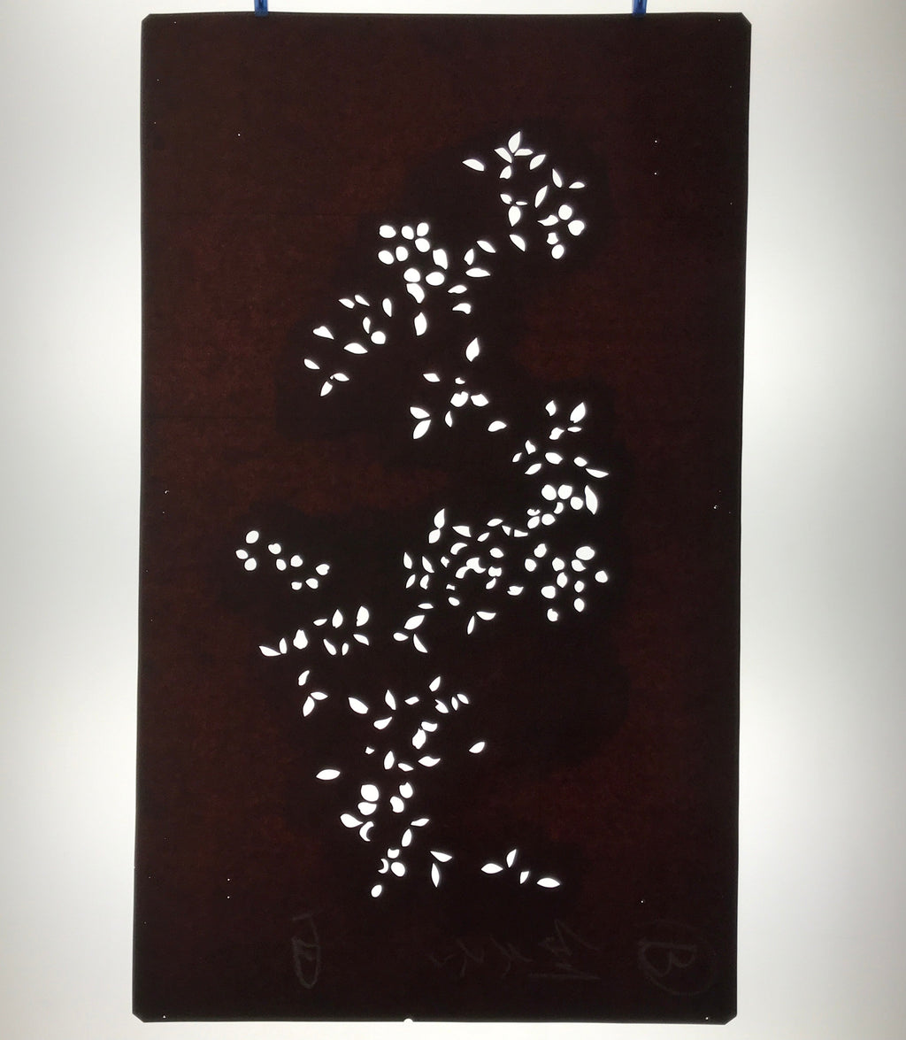 Antique Japanese Katagami Paper Kimono Stencil Katazome Simple Plant Design C949