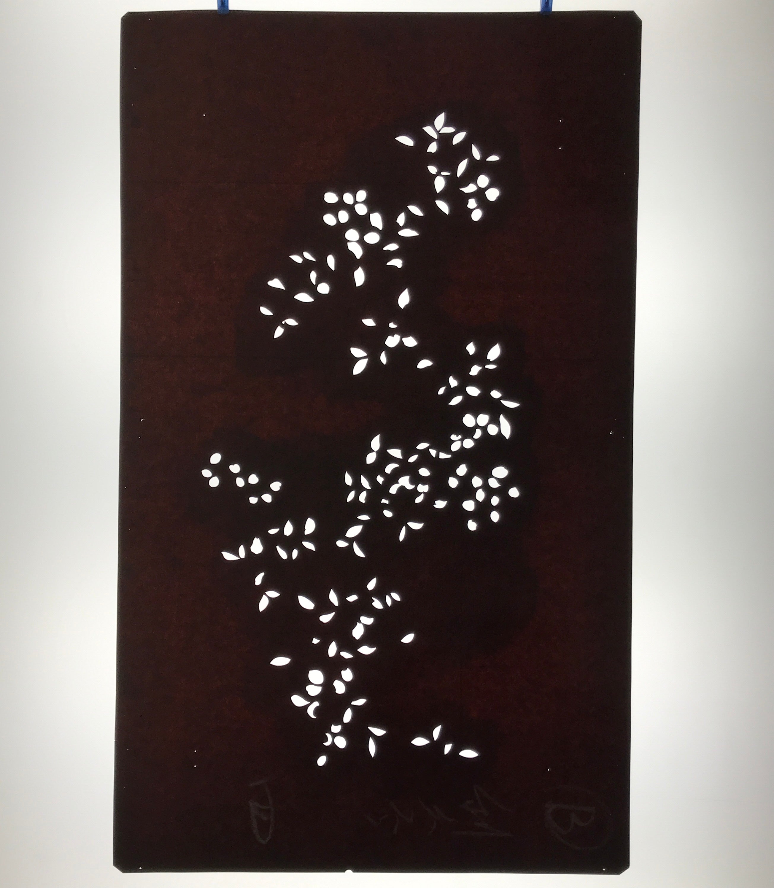 Antique Japanese Katagami Paper Kimono Stencil Katazome Simple Plant Design C949