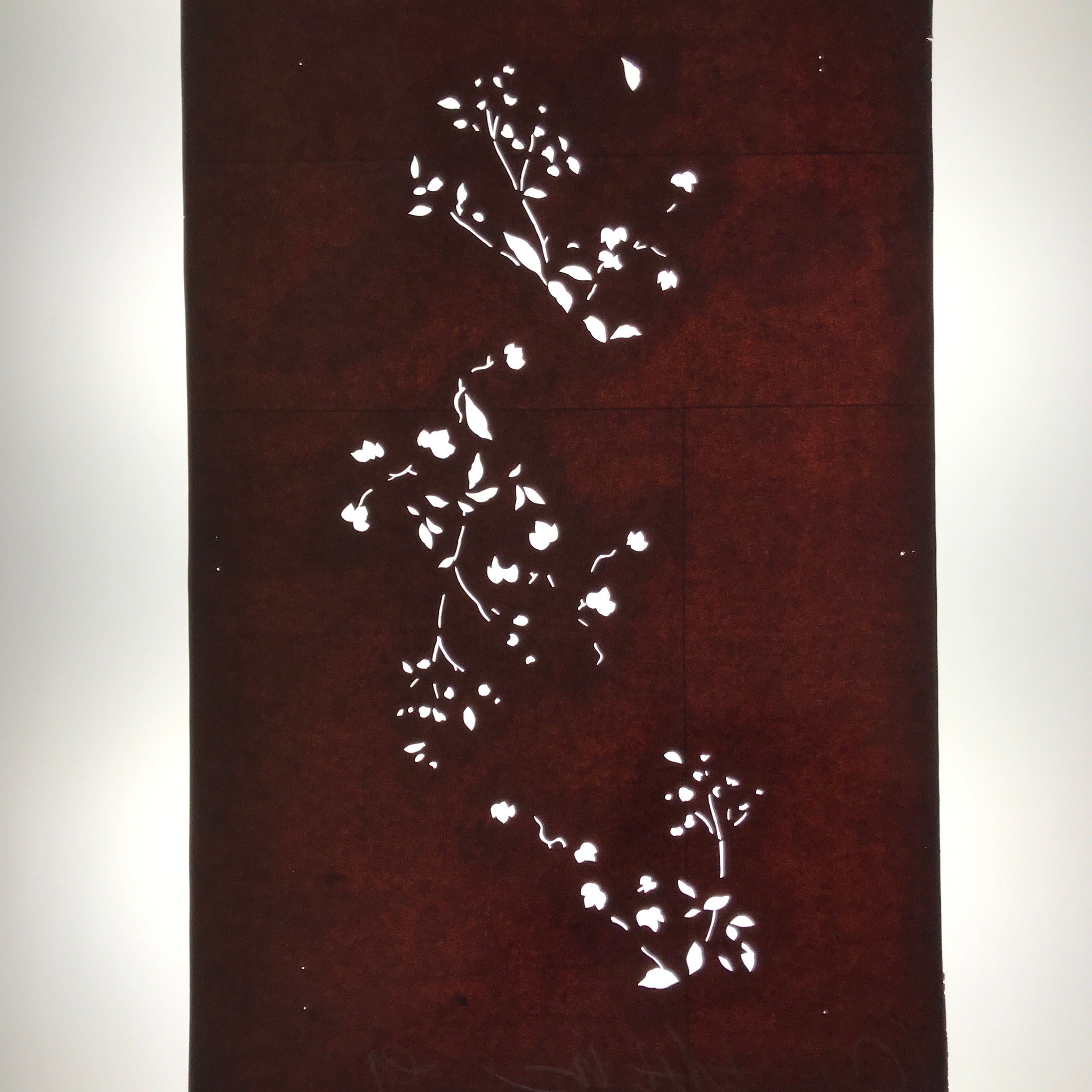 Antique Japanese Katagami Paper Kimono Stencil Katazome Simple Plant Design C957
