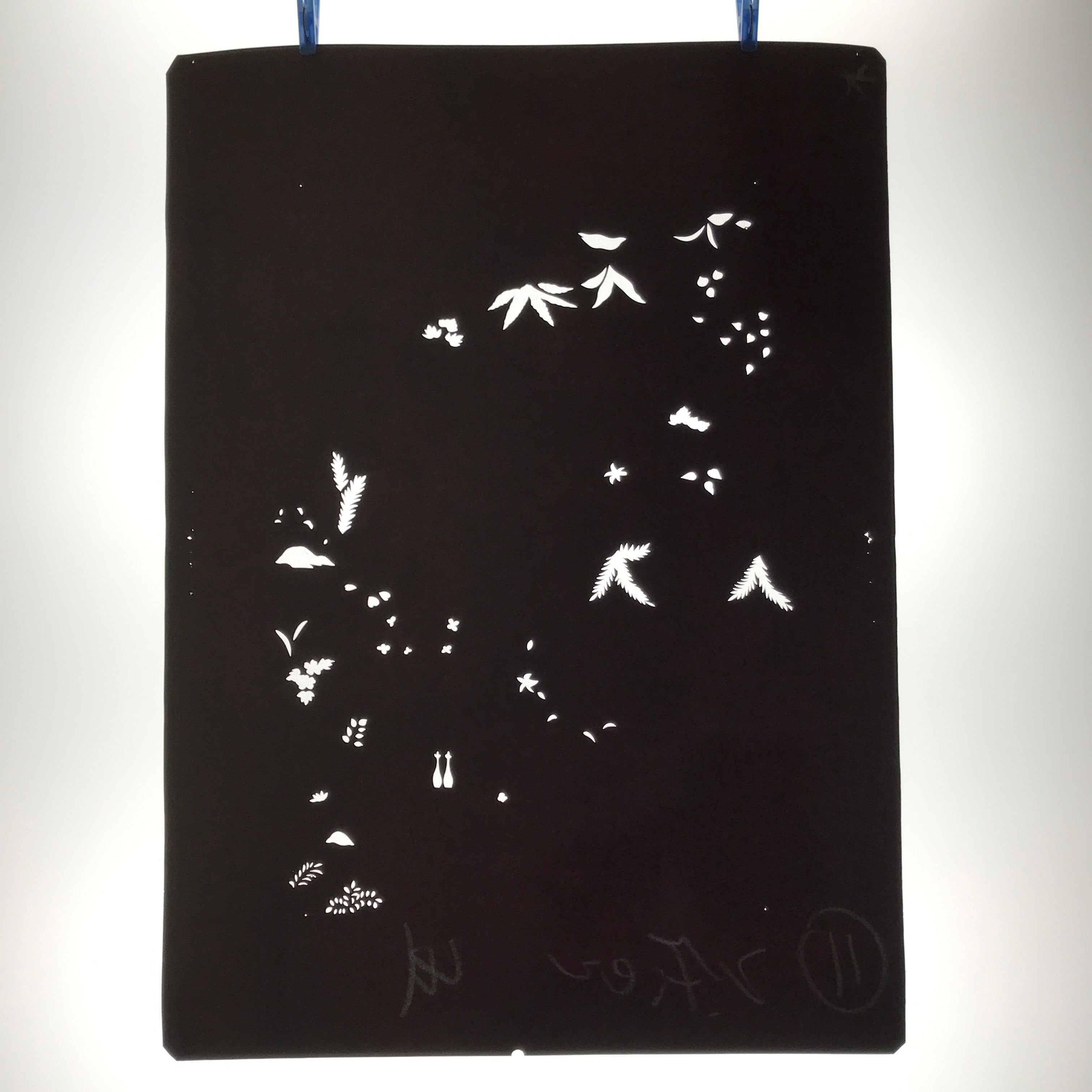 Antique Japanese Katagami Paper Kimono Stencil Katazome Simple Plant Design C958