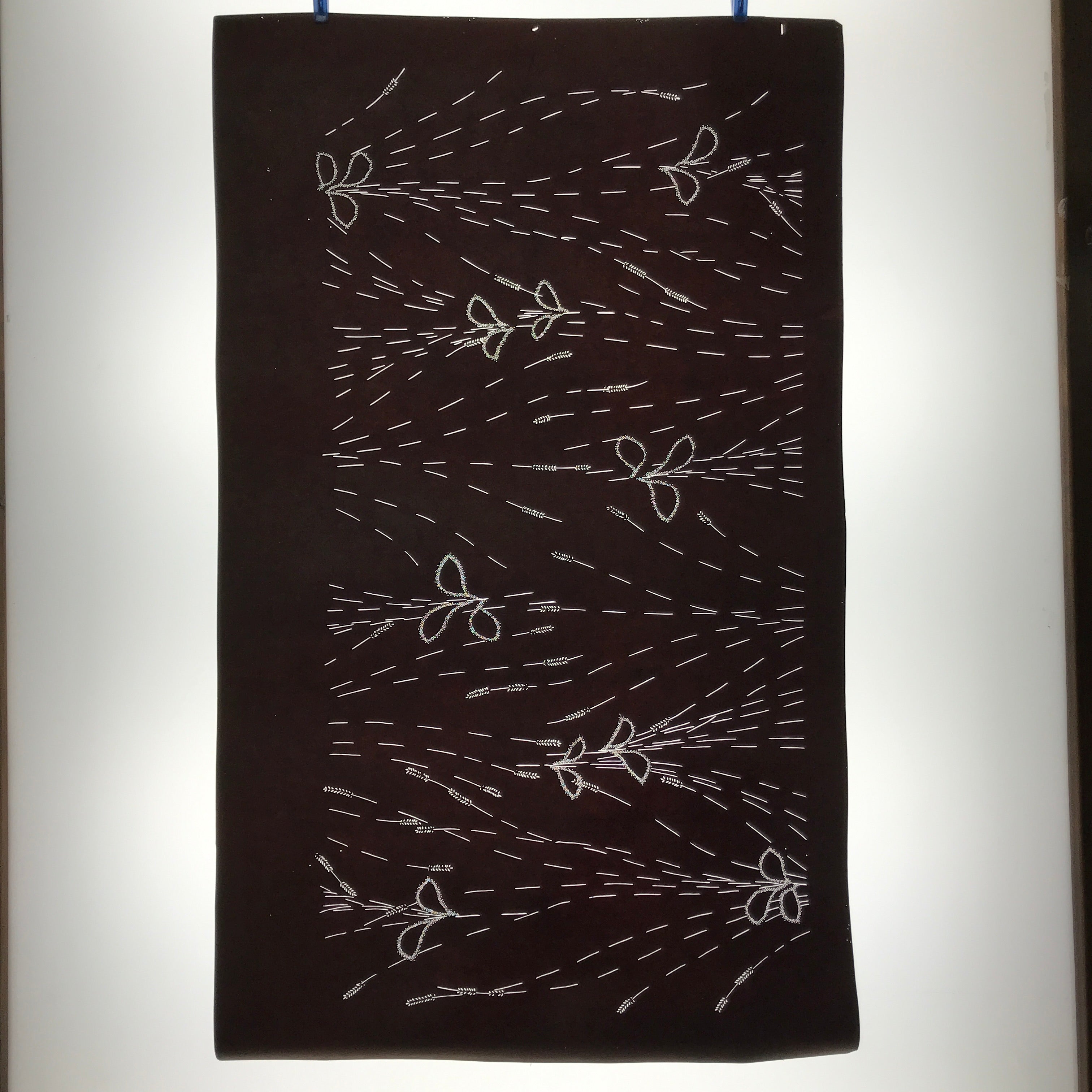 Antique Japanese Katagami Paper Kimono Stencil Katazome Tall Plant Pattern C914