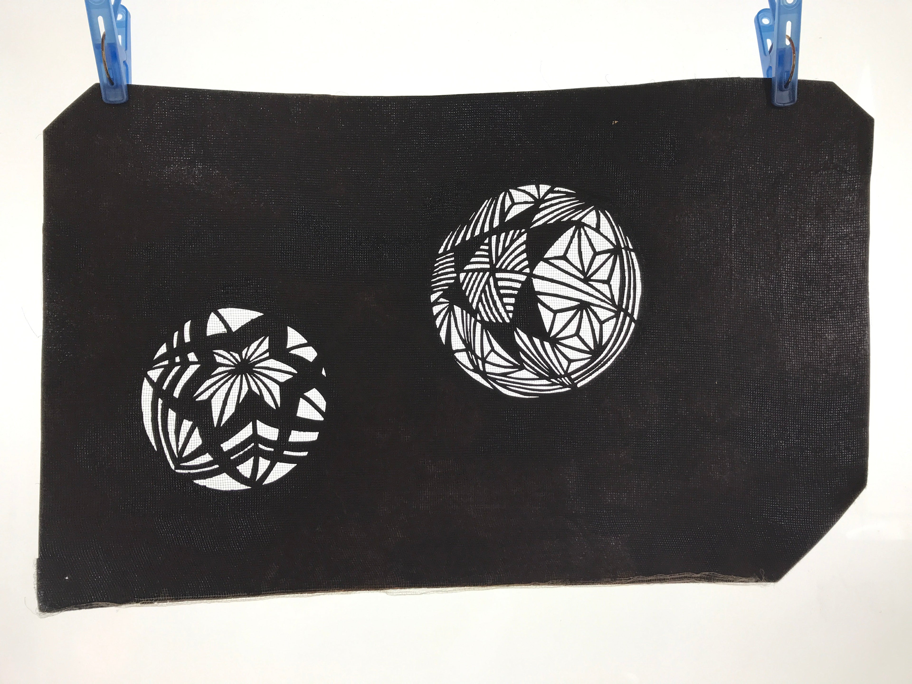 Antique Japanese Katagami Paper Kimono Stencil Katazome Temari Fabric Ball A663