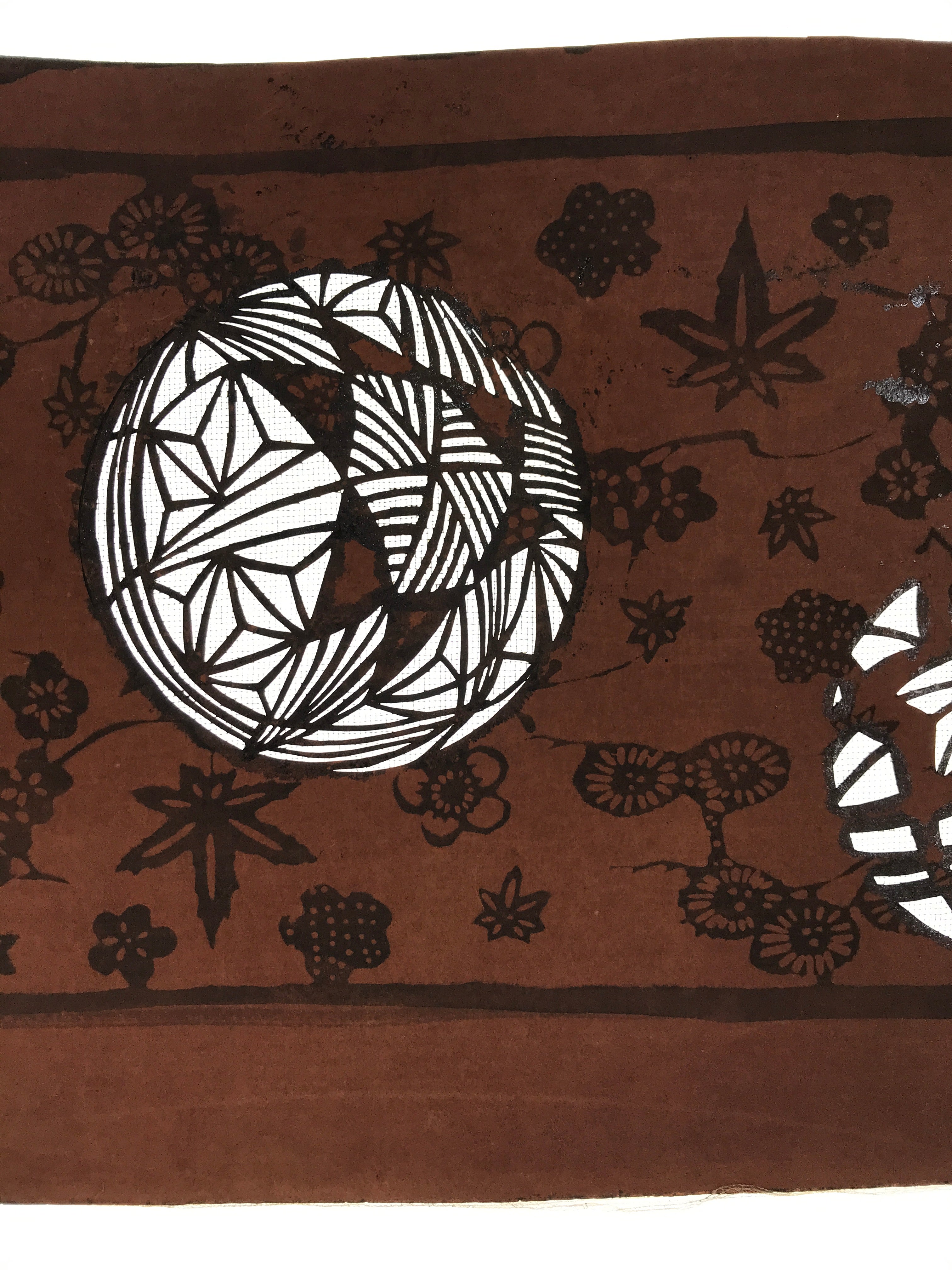 Antique Japanese Katagami Paper Kimono Stencil Katazome Temari Fabric Ball A663