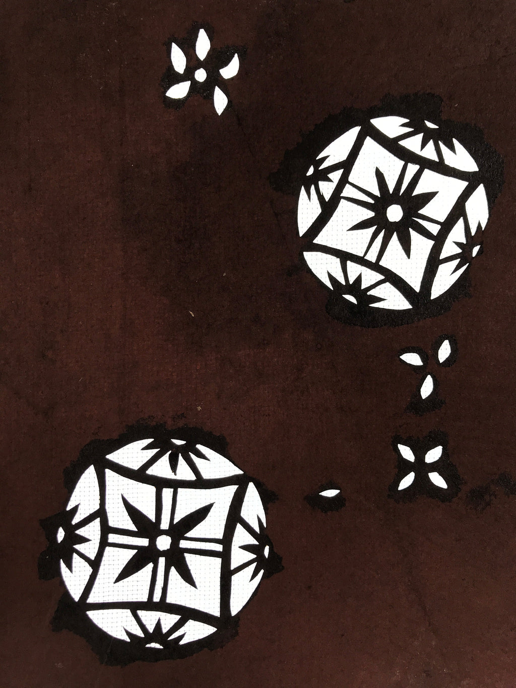 Antique Japanese Katagami Paper Kimono Stencil Katazome Temari Fabric Ball A664