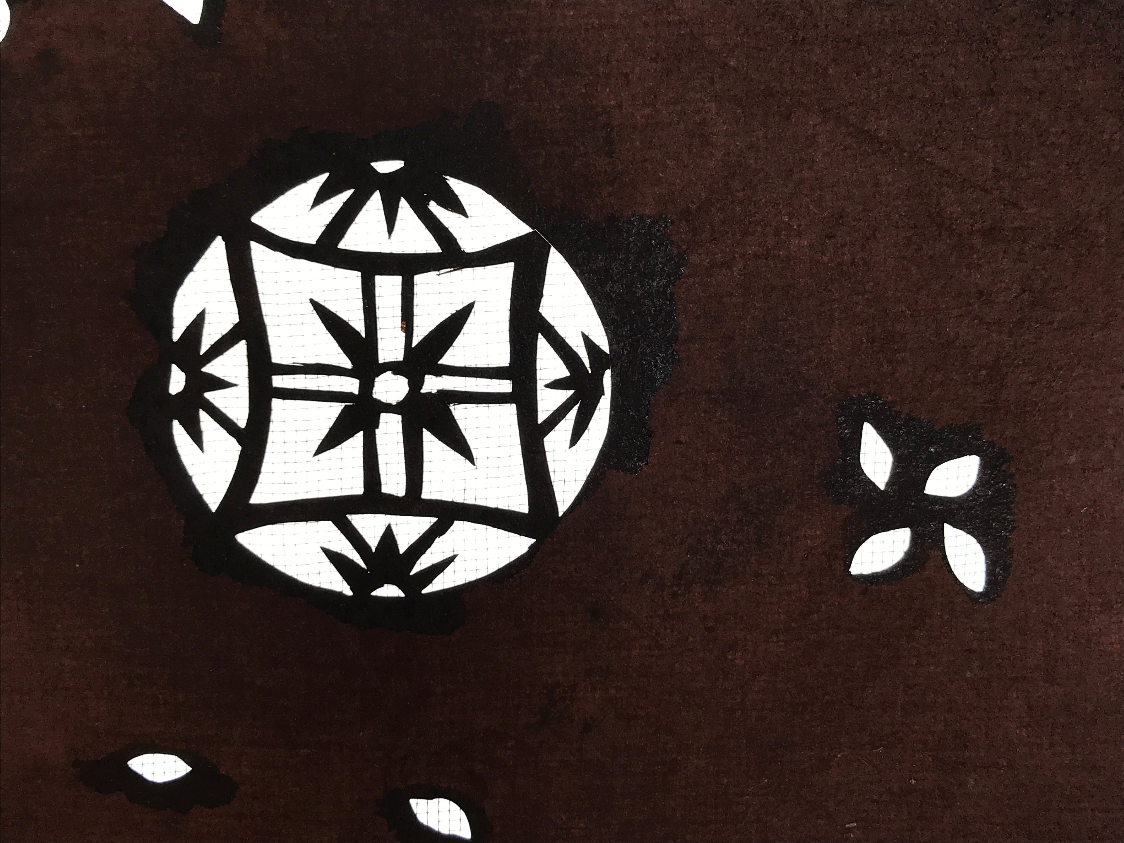 Antique Japanese Katagami Paper Kimono Stencil Katazome Temari Fabric Ball A664