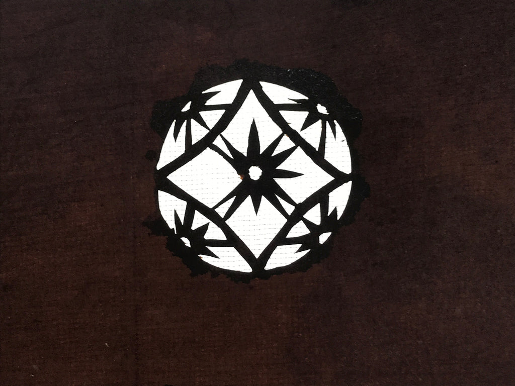 Antique Japanese Katagami Paper Kimono Stencil Katazome Temari Fabric Ball A664